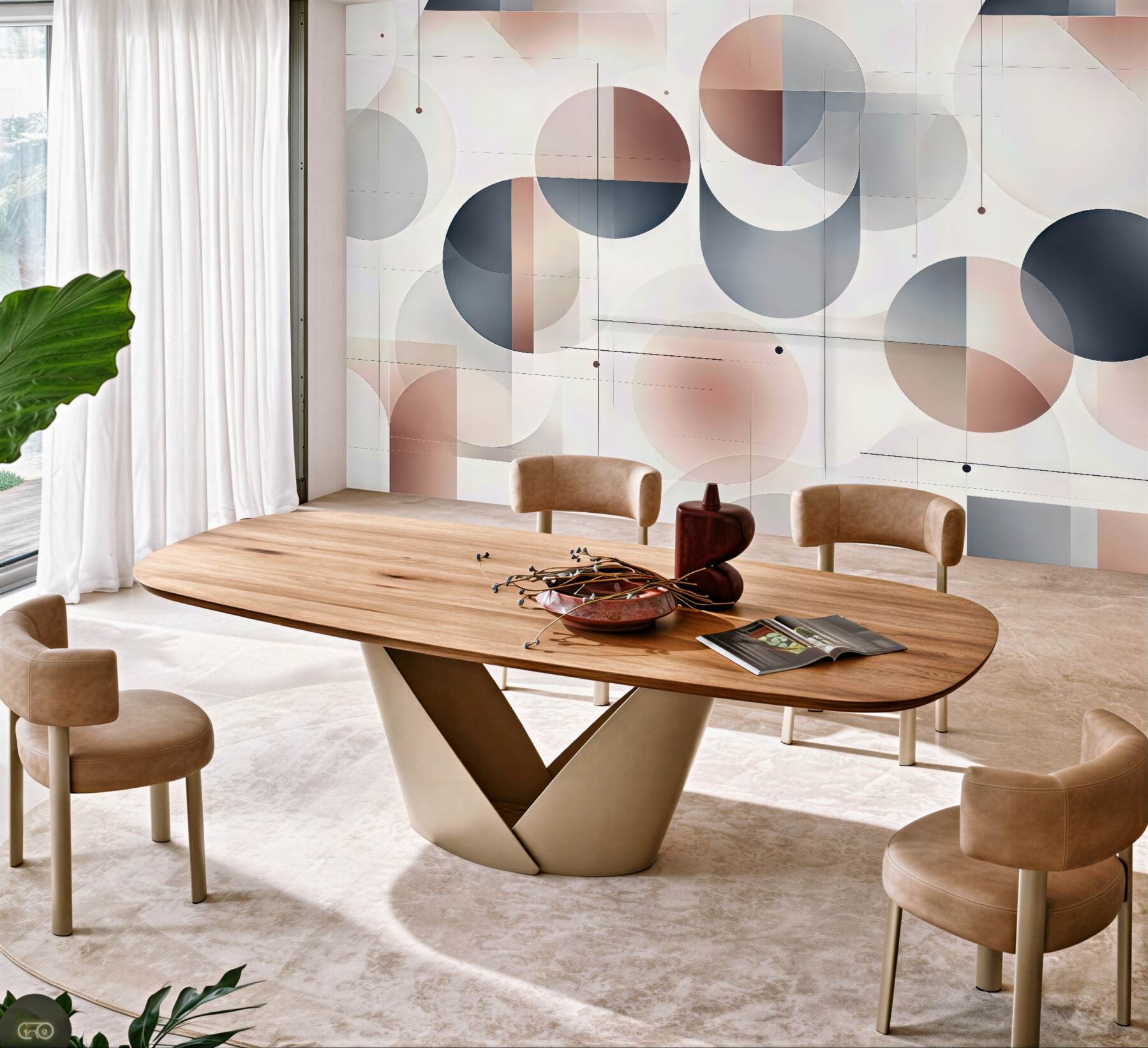 Fototapeta pastelowa geometria w kręgach