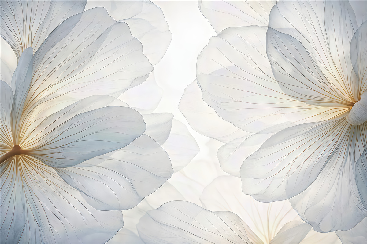 Fototapeta delikatne prześwitujące kwiaty pastelowe