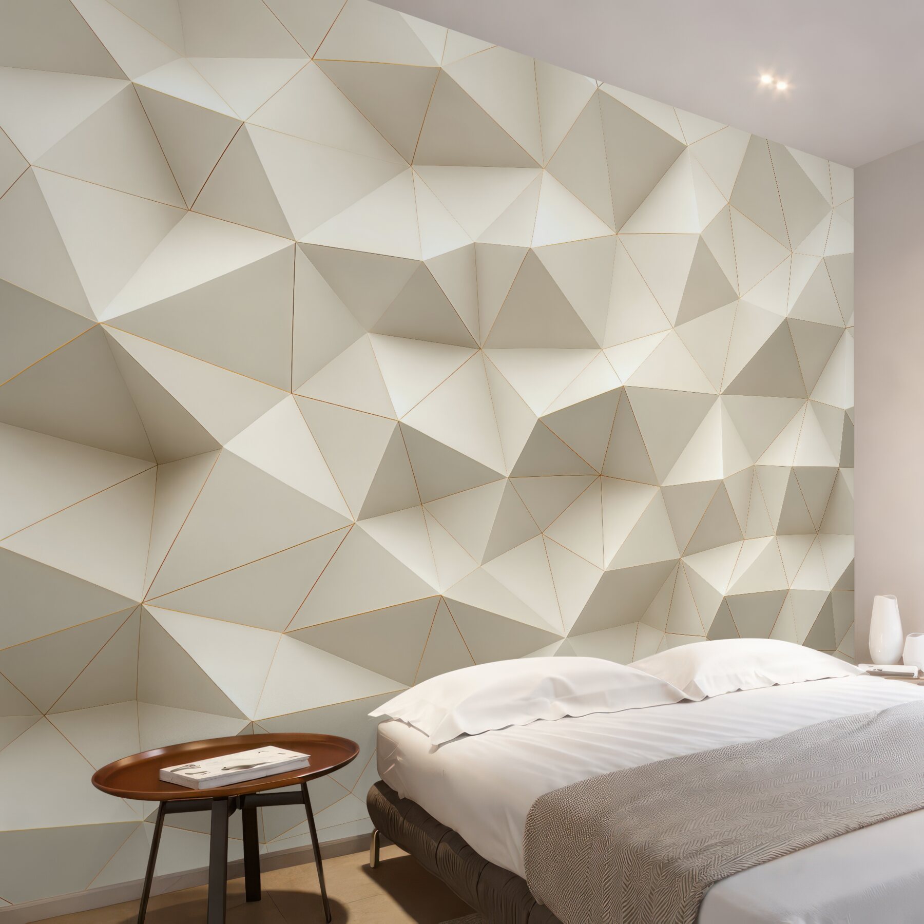 Fototapeta geometryczna mozaika 3d w wanilii