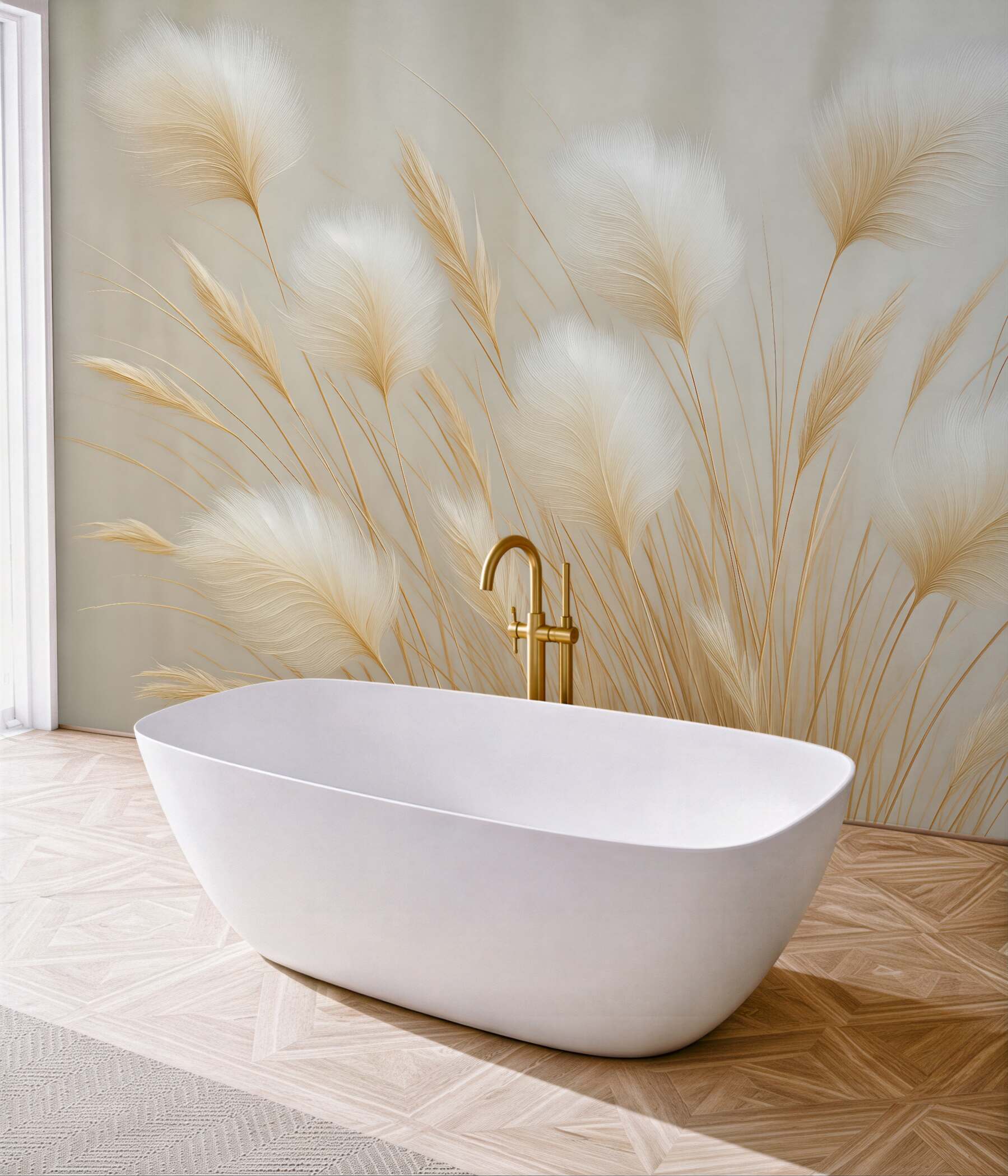 Fototapeta delikatne trawy w beżowej harmonii