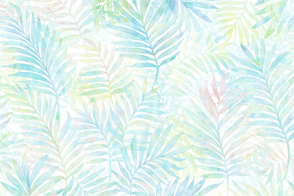 Fototapeta pastelowe liście tropikalne akwarela