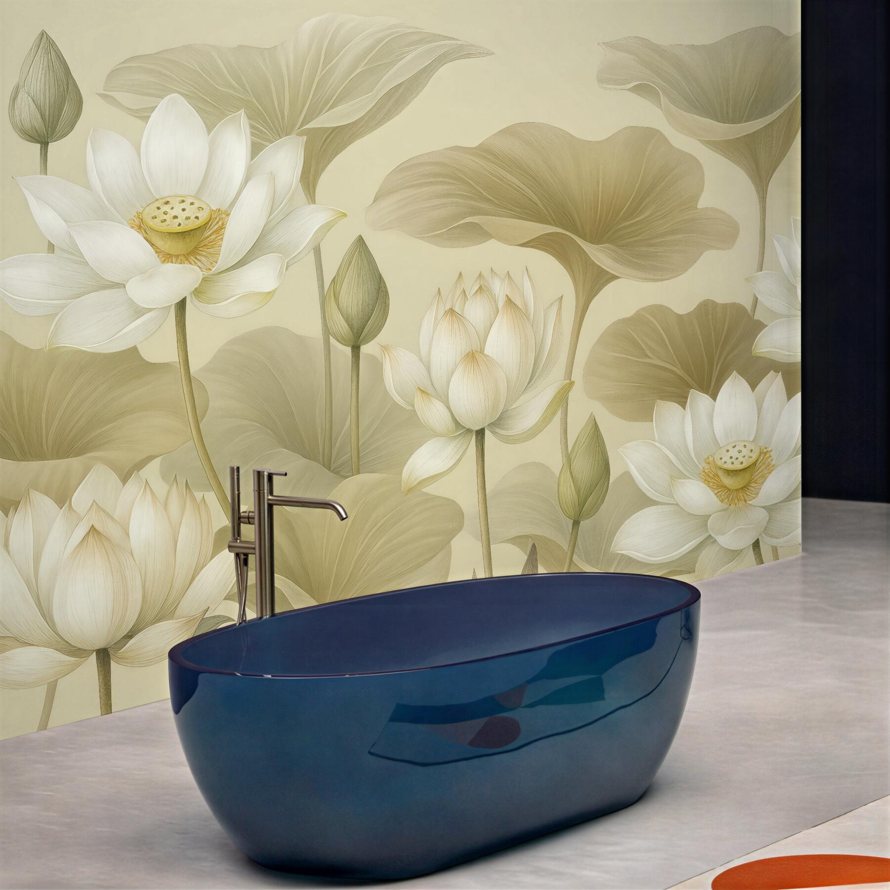 Fototapeta kremowe lotosy w subtelnej harmonii