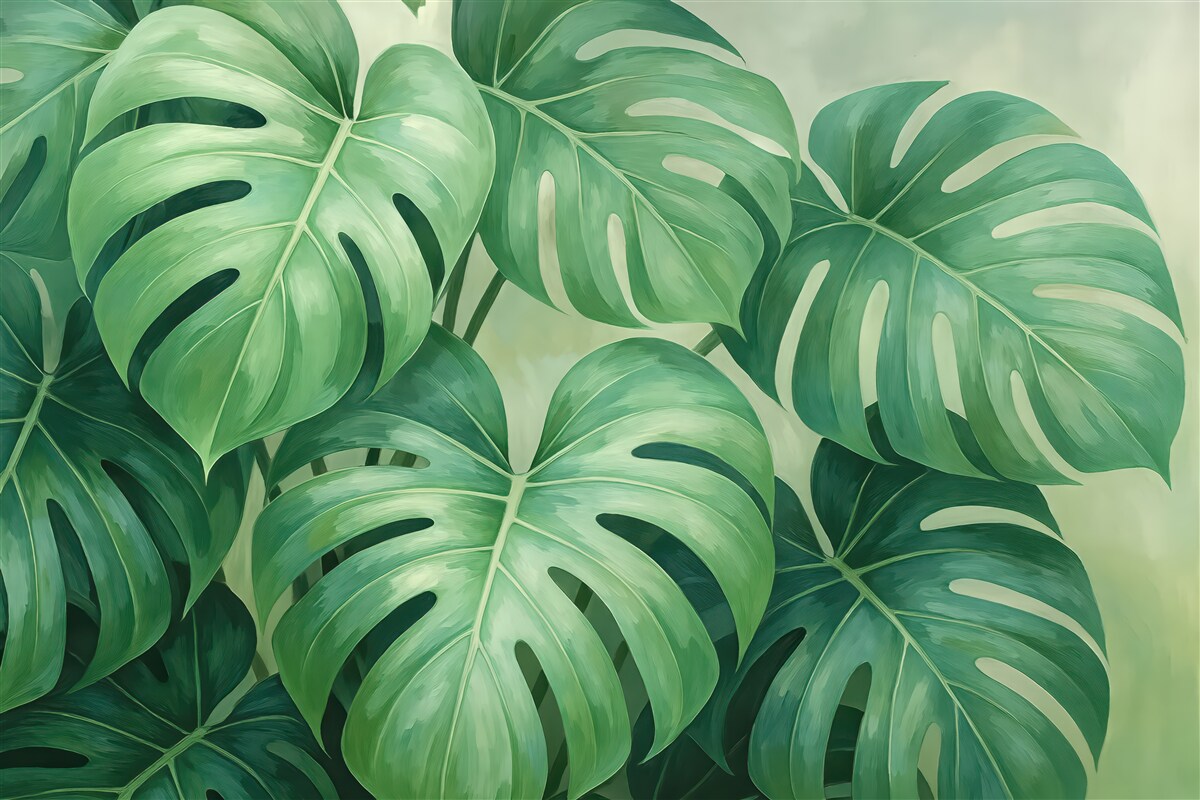 Fototapeta tropikalne liście monstery w zieleni