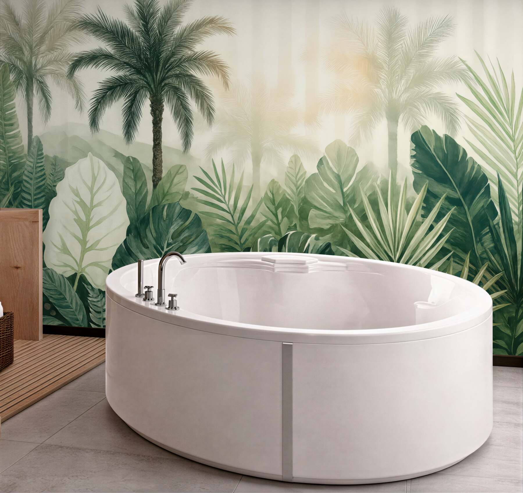 Fototapeta tropikalna dżungla w delikatnej zieleni