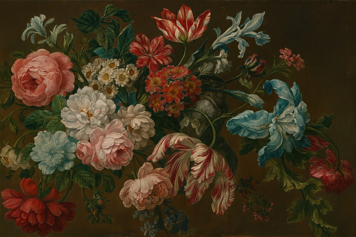 Fototapeta barokowy bukiet na ciemnym tle