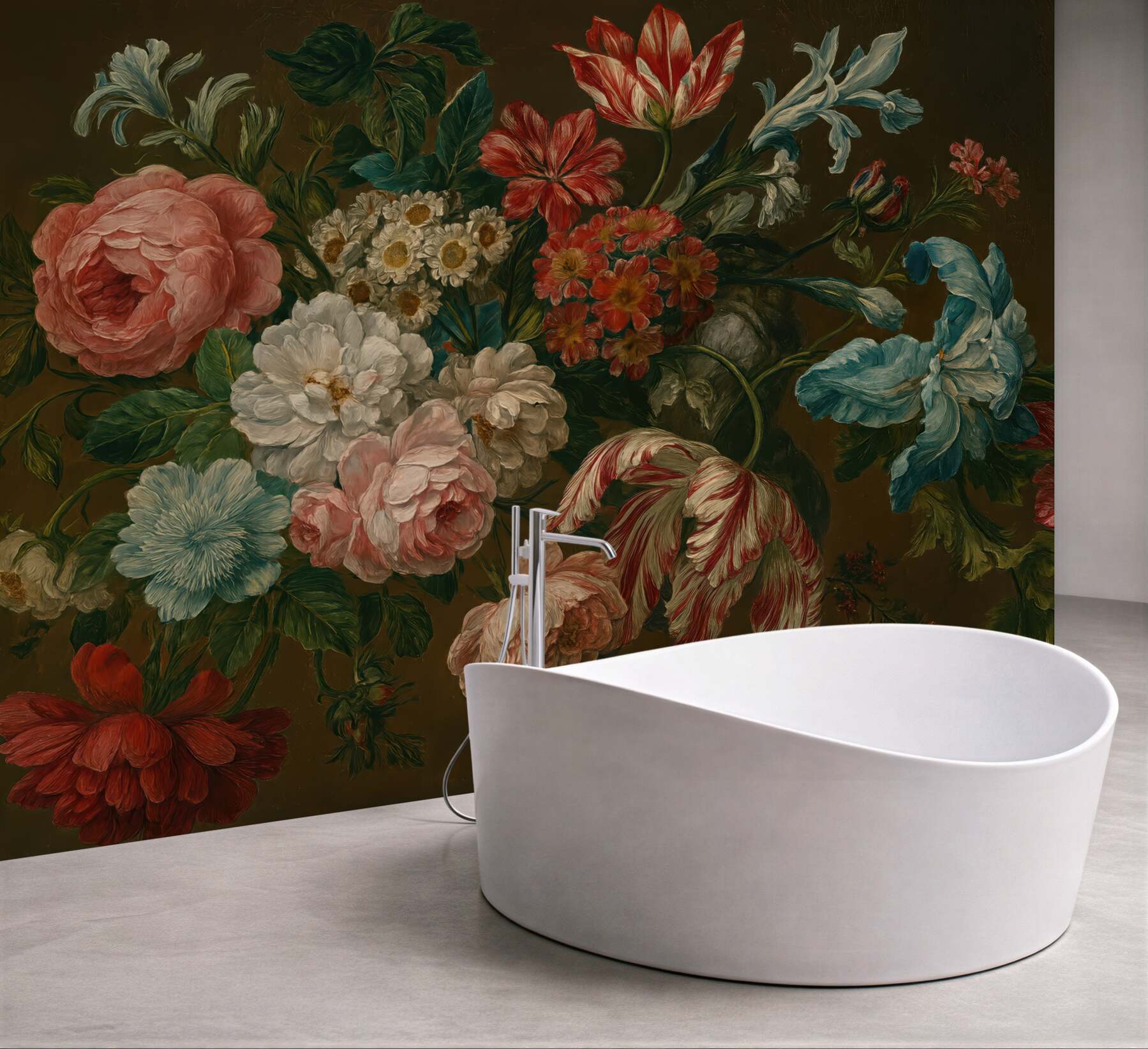 Fototapeta barokowy bukiet na ciemnym tle