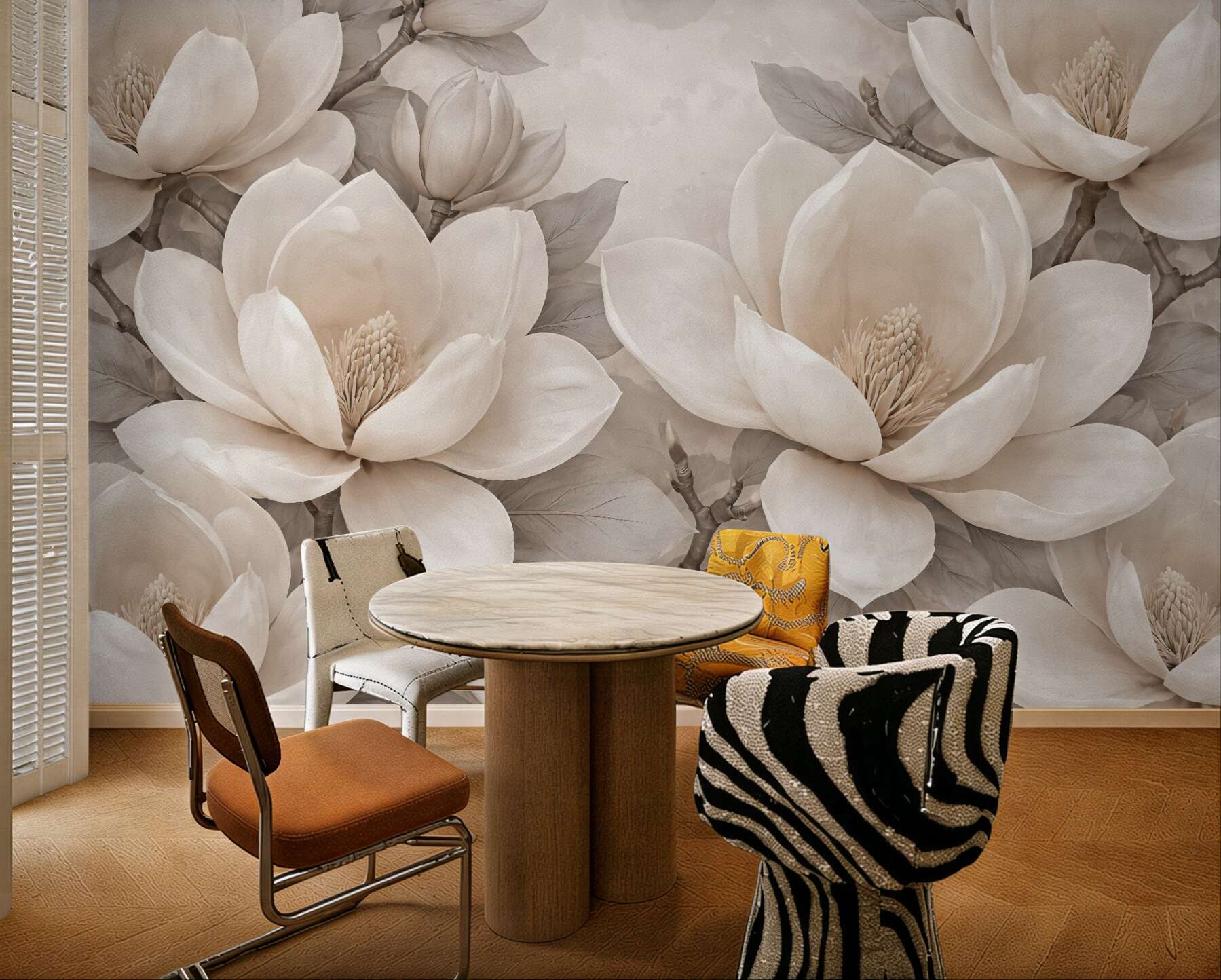 Fototapeta eleganckie magnolie w beżowej harmonii
