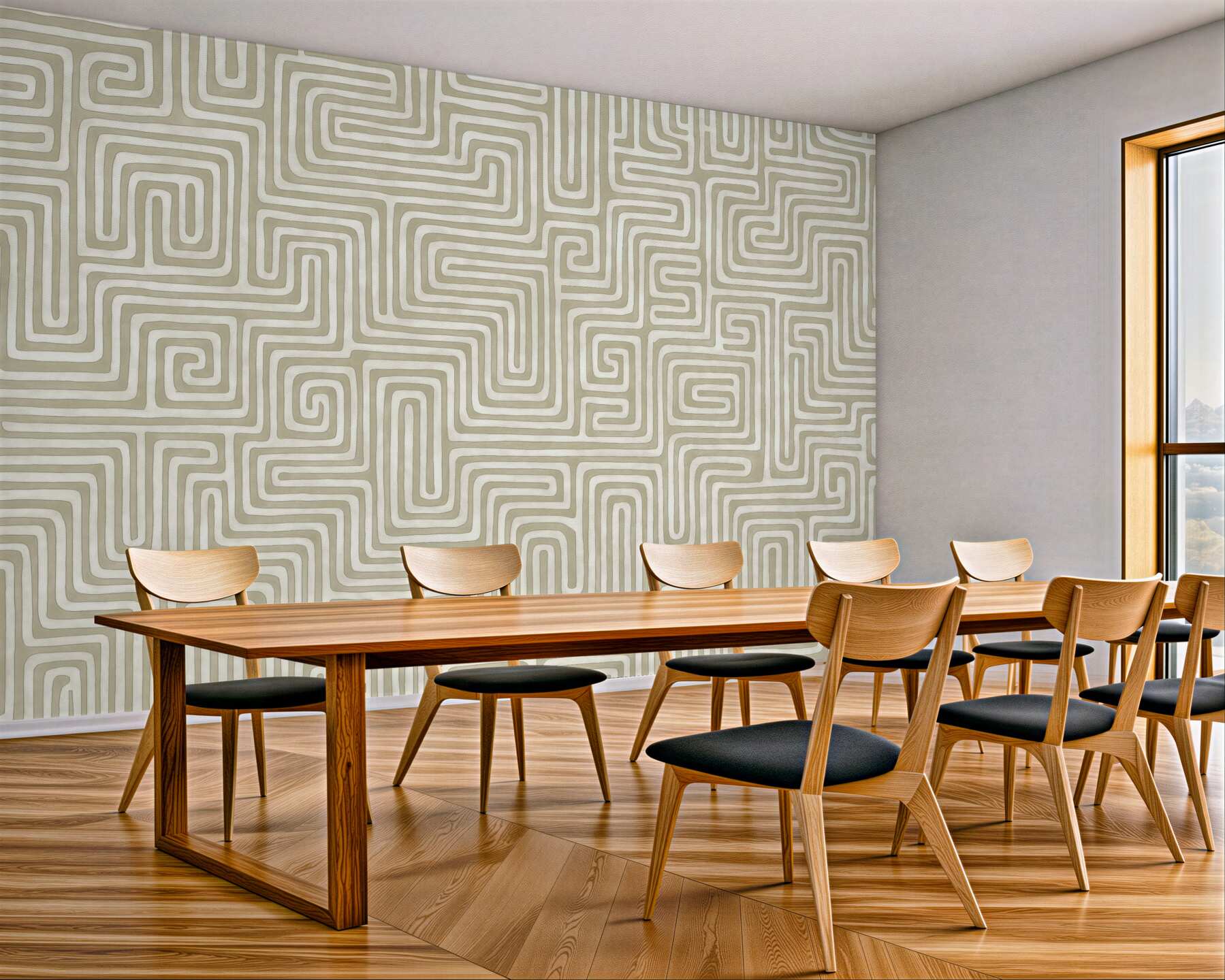 Fototapeta beżowy labirynt geometrycznych ścieżek