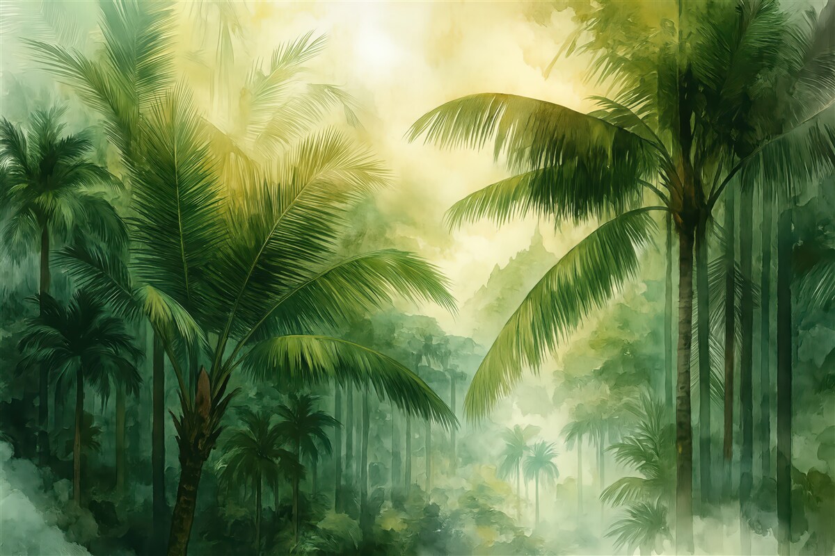 Fototapeta mglista dżungla o świcie