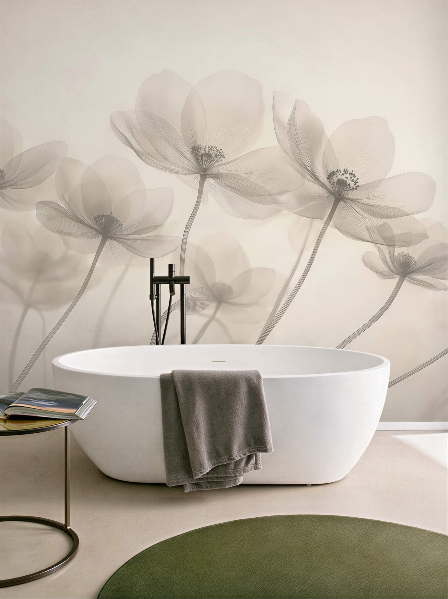 Fototapeta zwiewne kwiaty w mgielnej elegancji