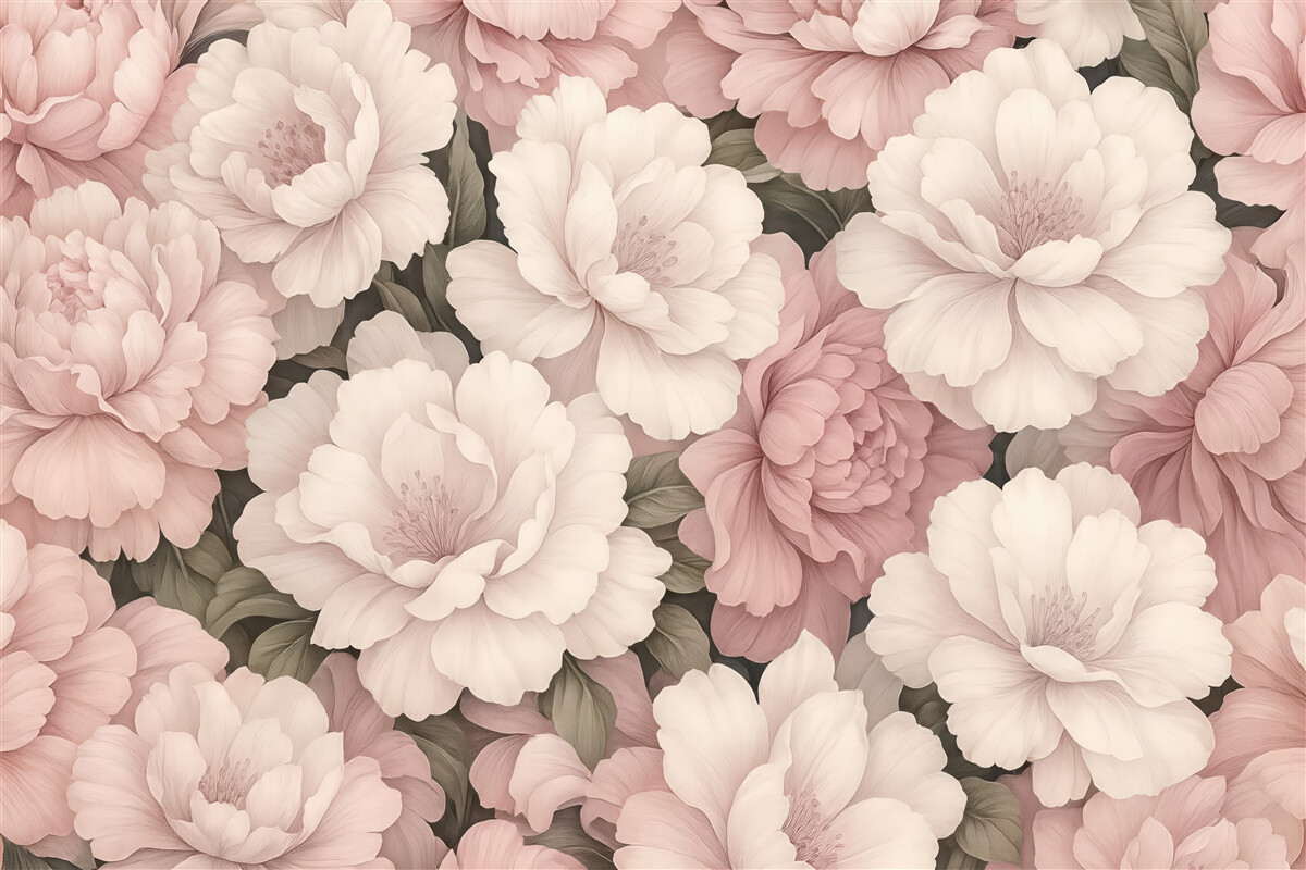 Fototapeta pudrowe piwonie w romantycznym stylu