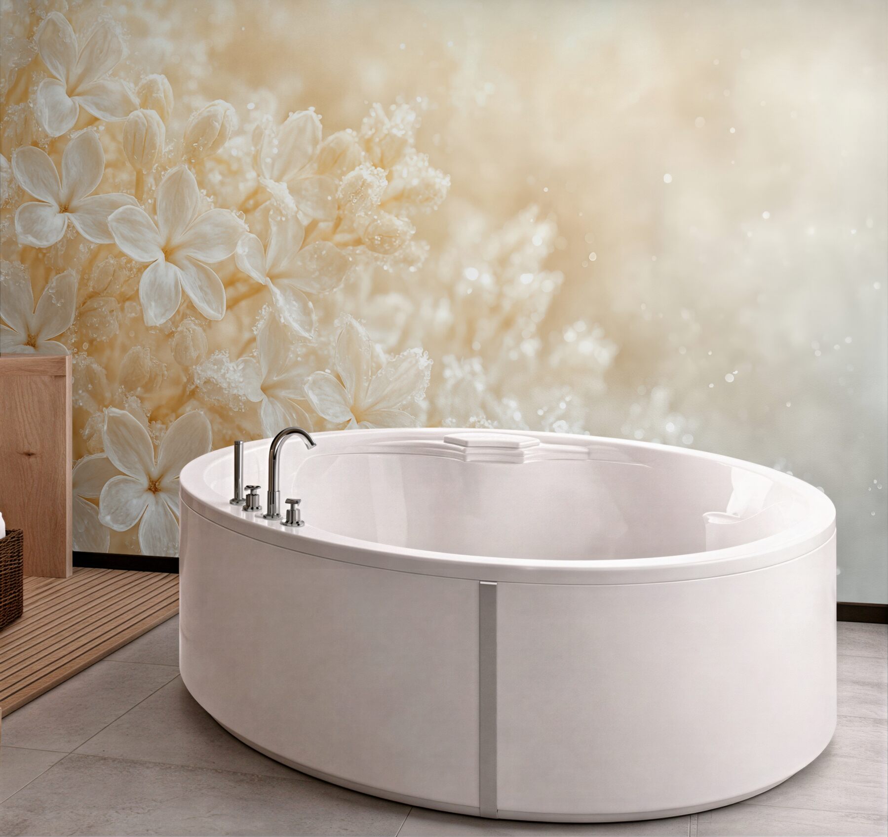 Fototapeta kremowe kwiaty w świetlistej poświacie