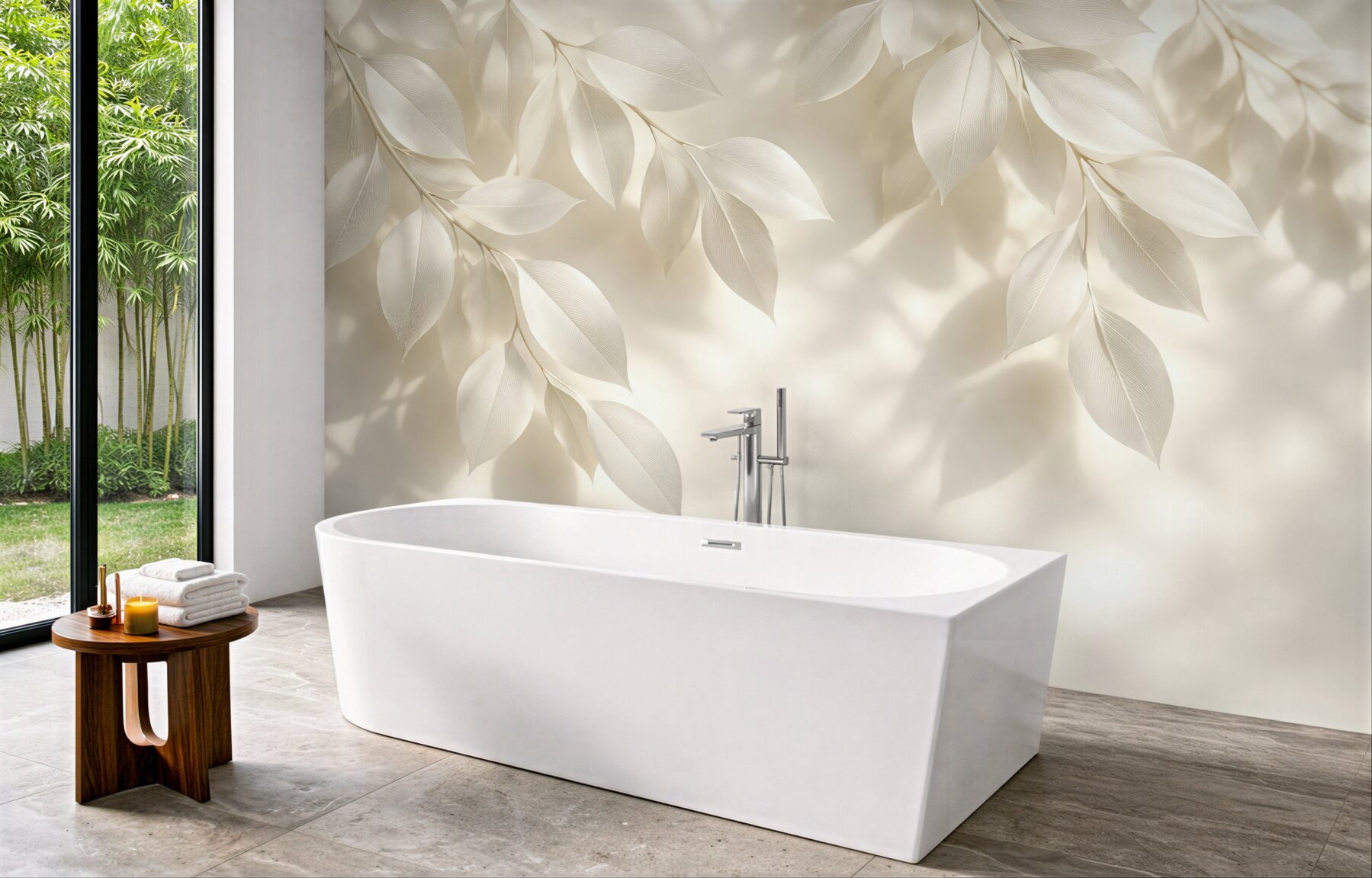 Fototapeta kremowe liście w subtelnym świetle