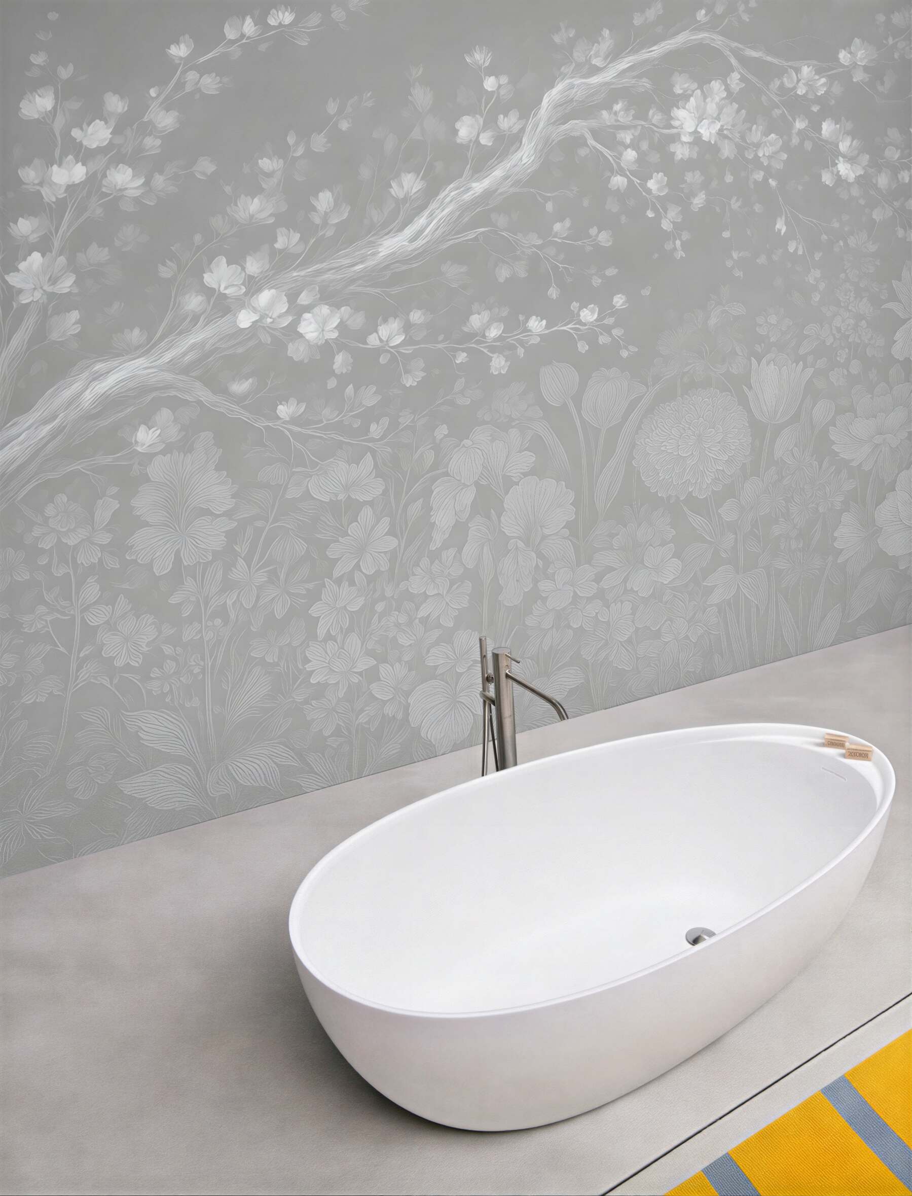 Fototapeta eteryczna łąka kwiatów w srebrnej mgle