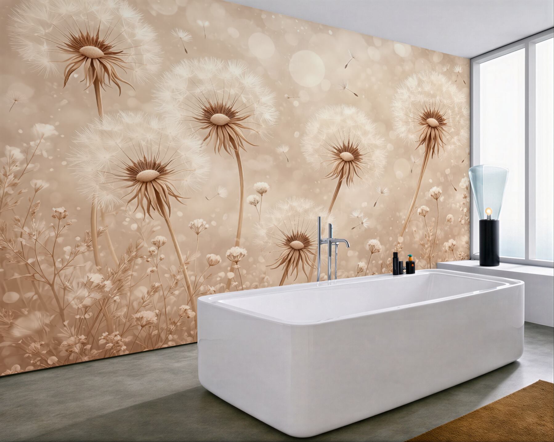 Fototapeta subtelne dmuchawce w złotej mgle