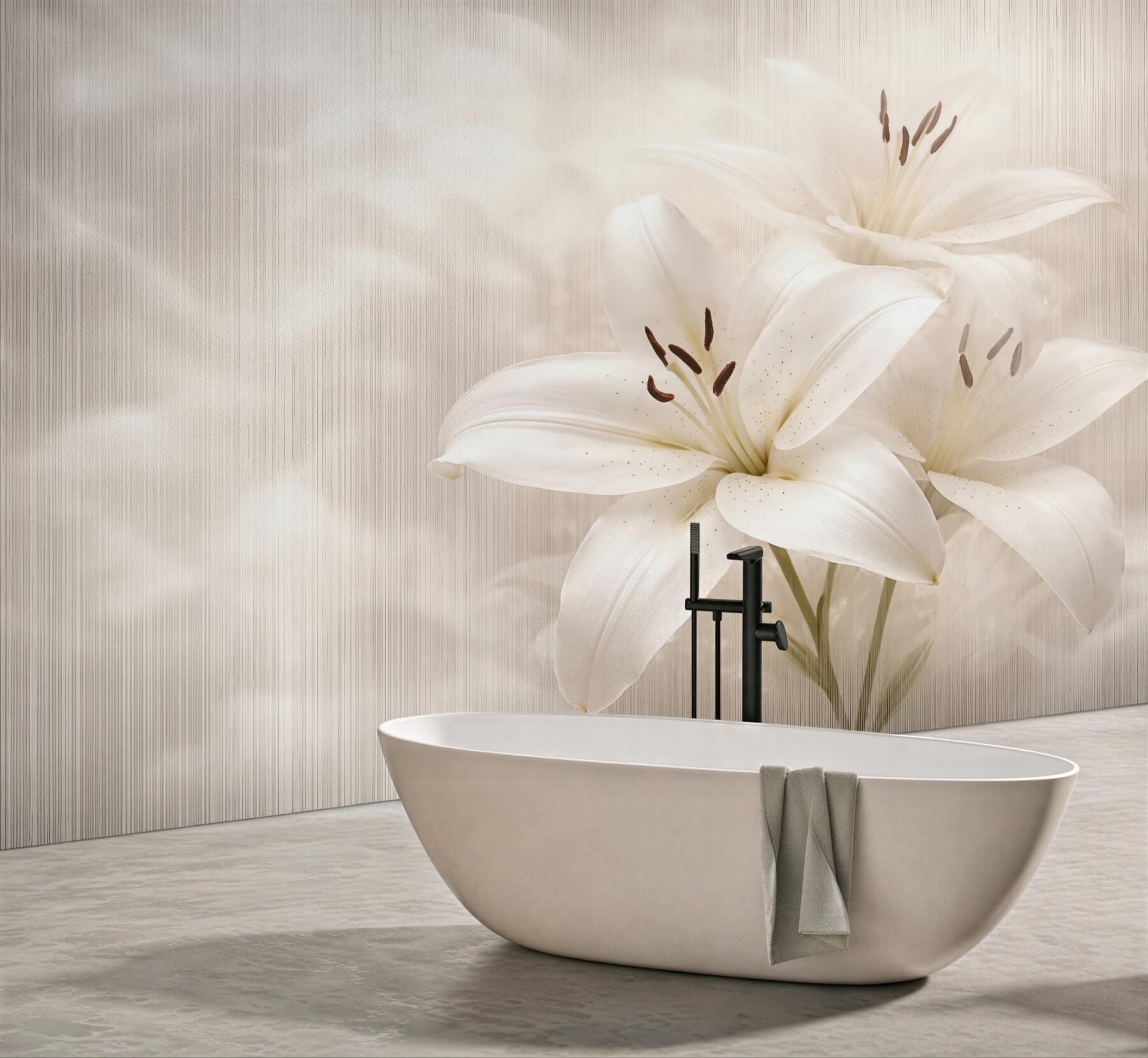 Fototapeta kremowe lilie w subtelnej poświacie