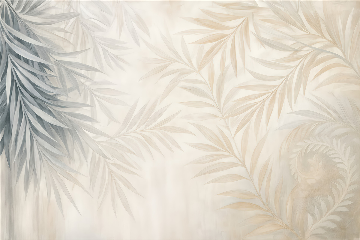Fototapeta subtelne liście palmowe w beżu