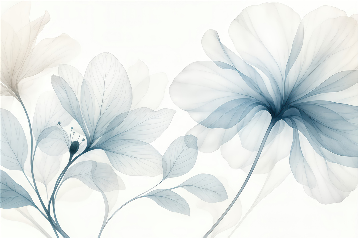 Fototapeta delikatne błękitne kwiaty w przejrzystości