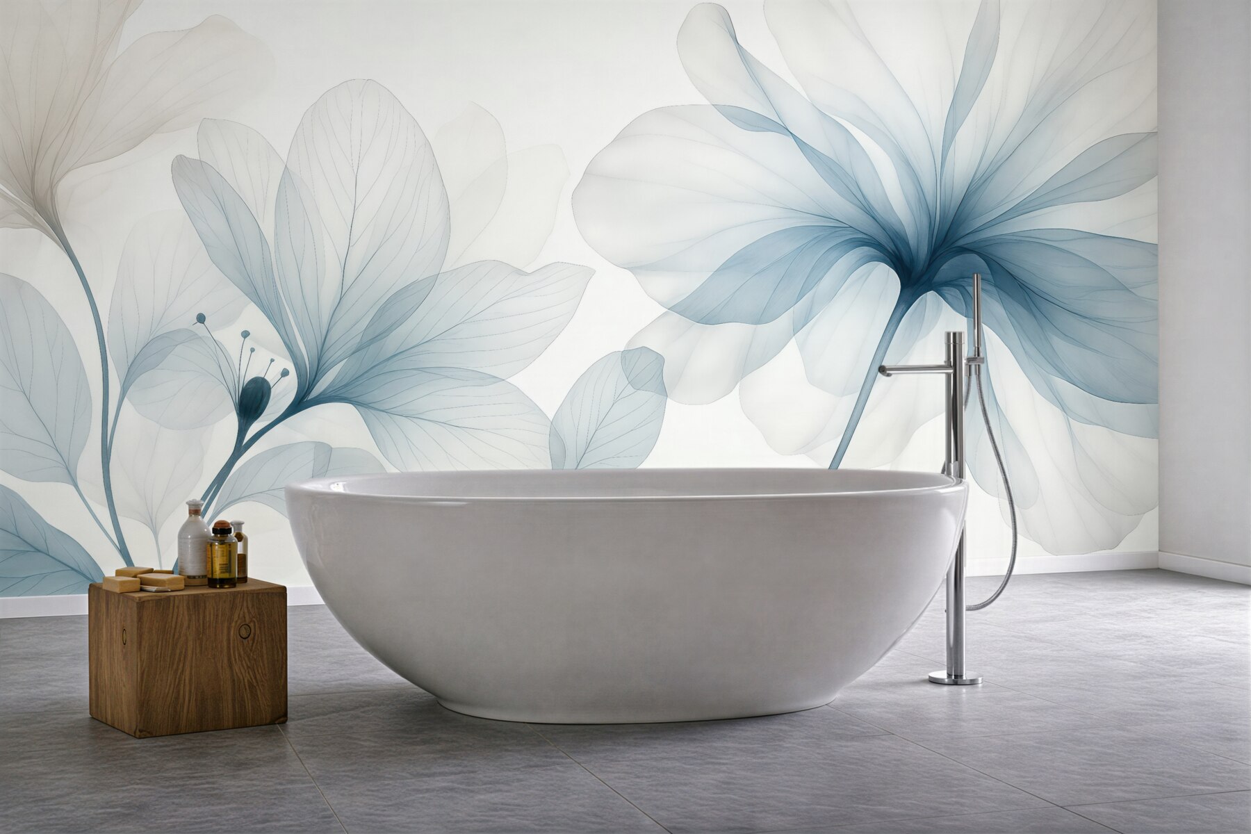 Fototapeta delikatne błękitne kwiaty w przejrzystości