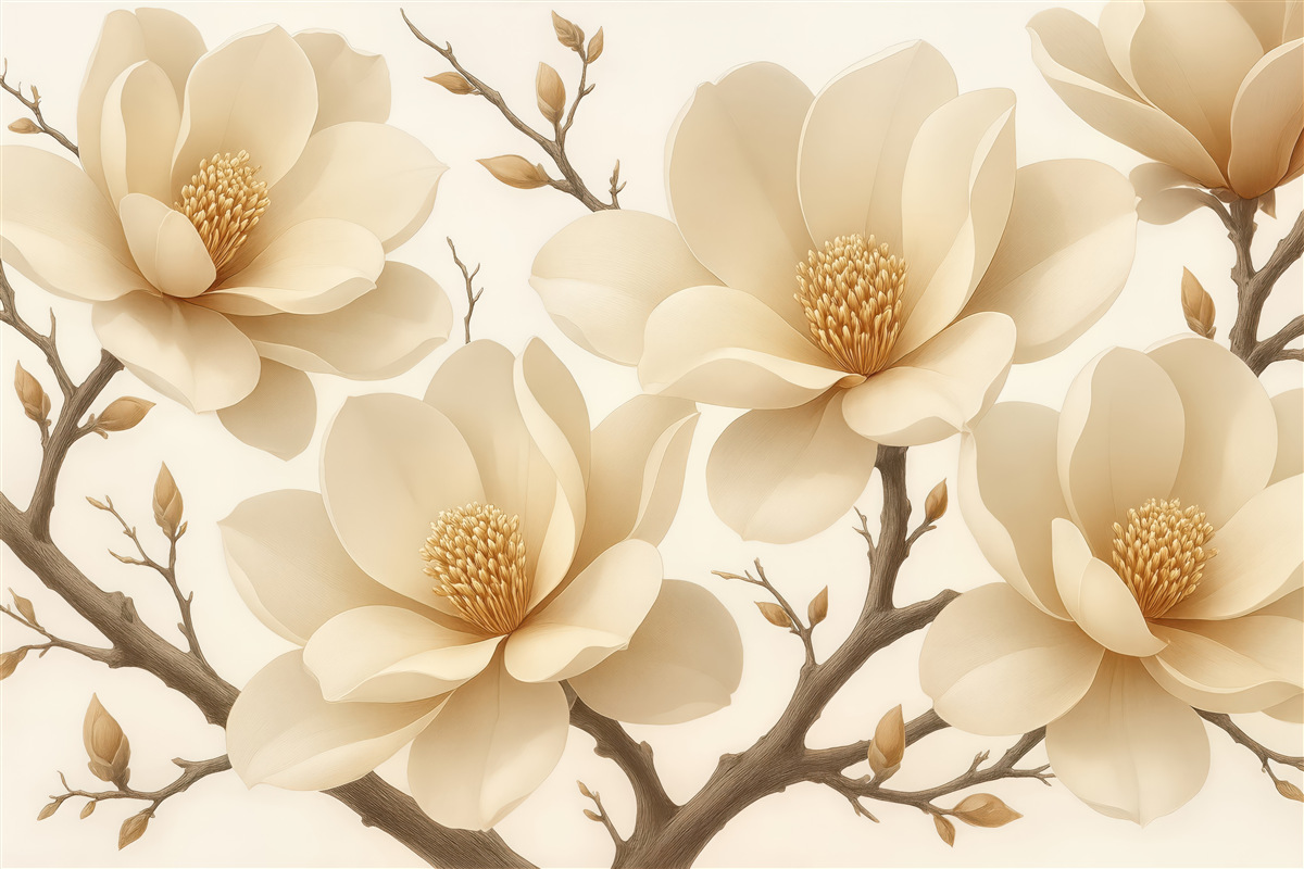 Fototapeta kremowe magnolie w subtelnej elegancji