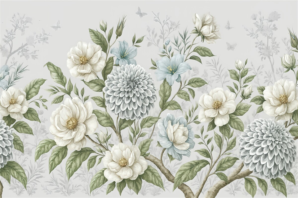 Fototapeta pastelowe kwiaty w romantycznym ogrodzie