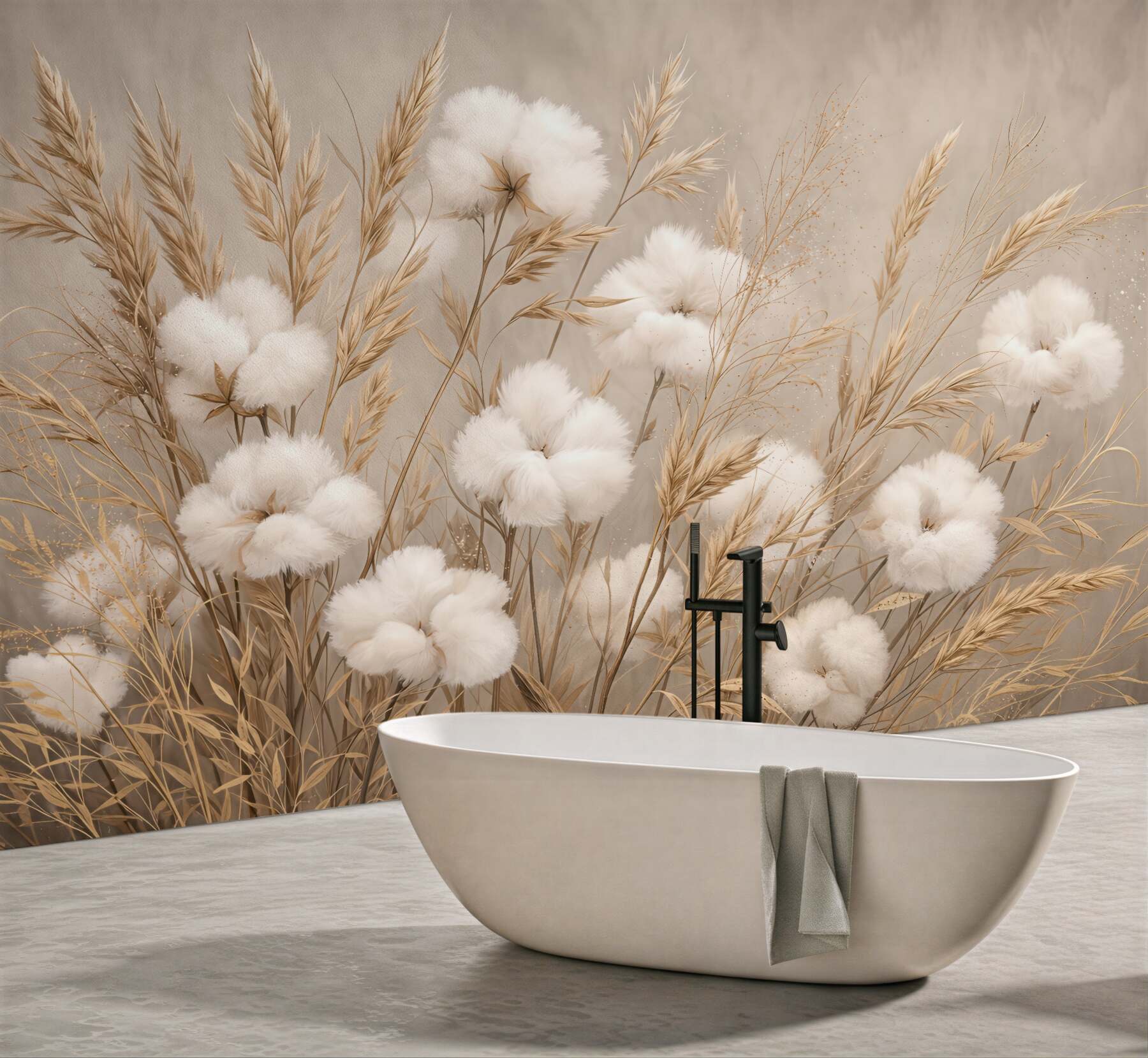 Fototapeta puszysta bawełna i złote trawy