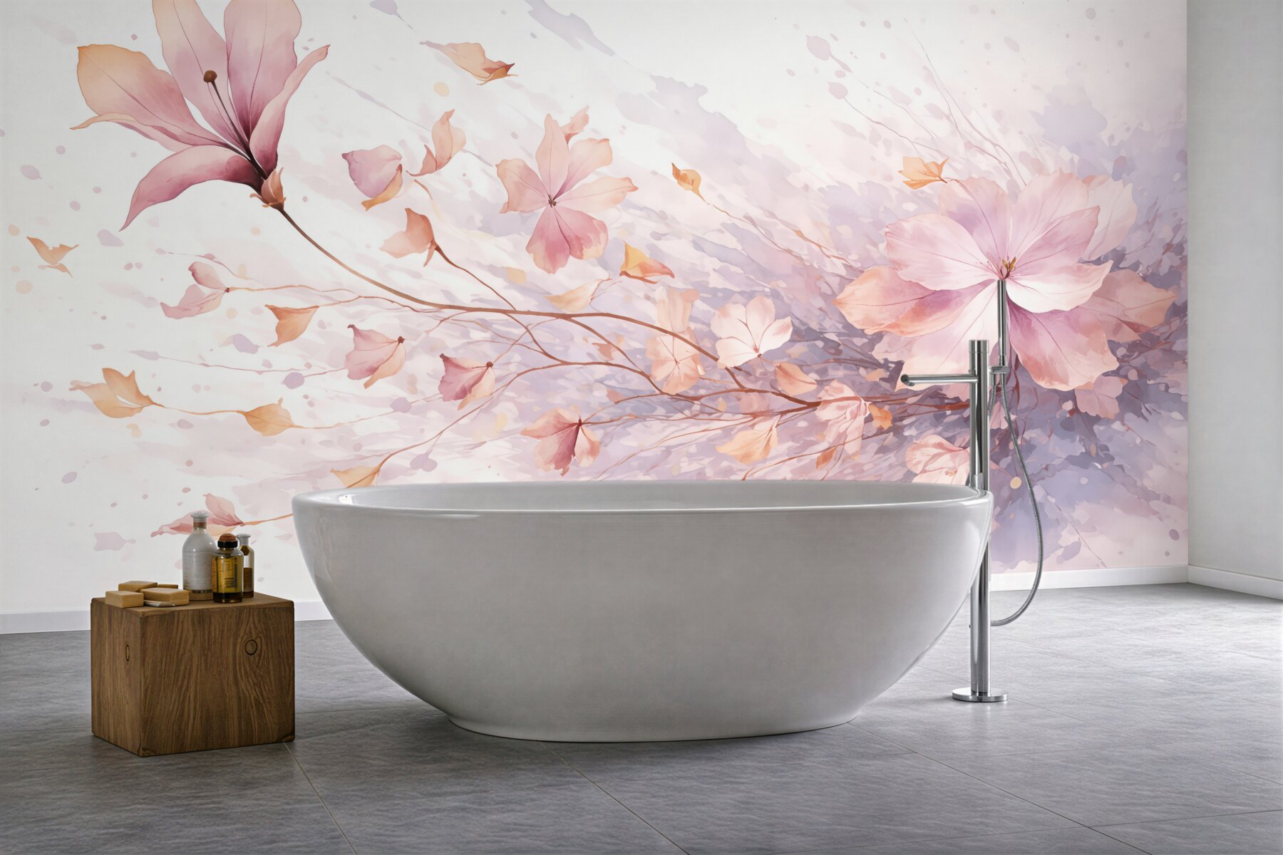 Fototapeta akwarelowe kwiaty w pastelowym tańcu