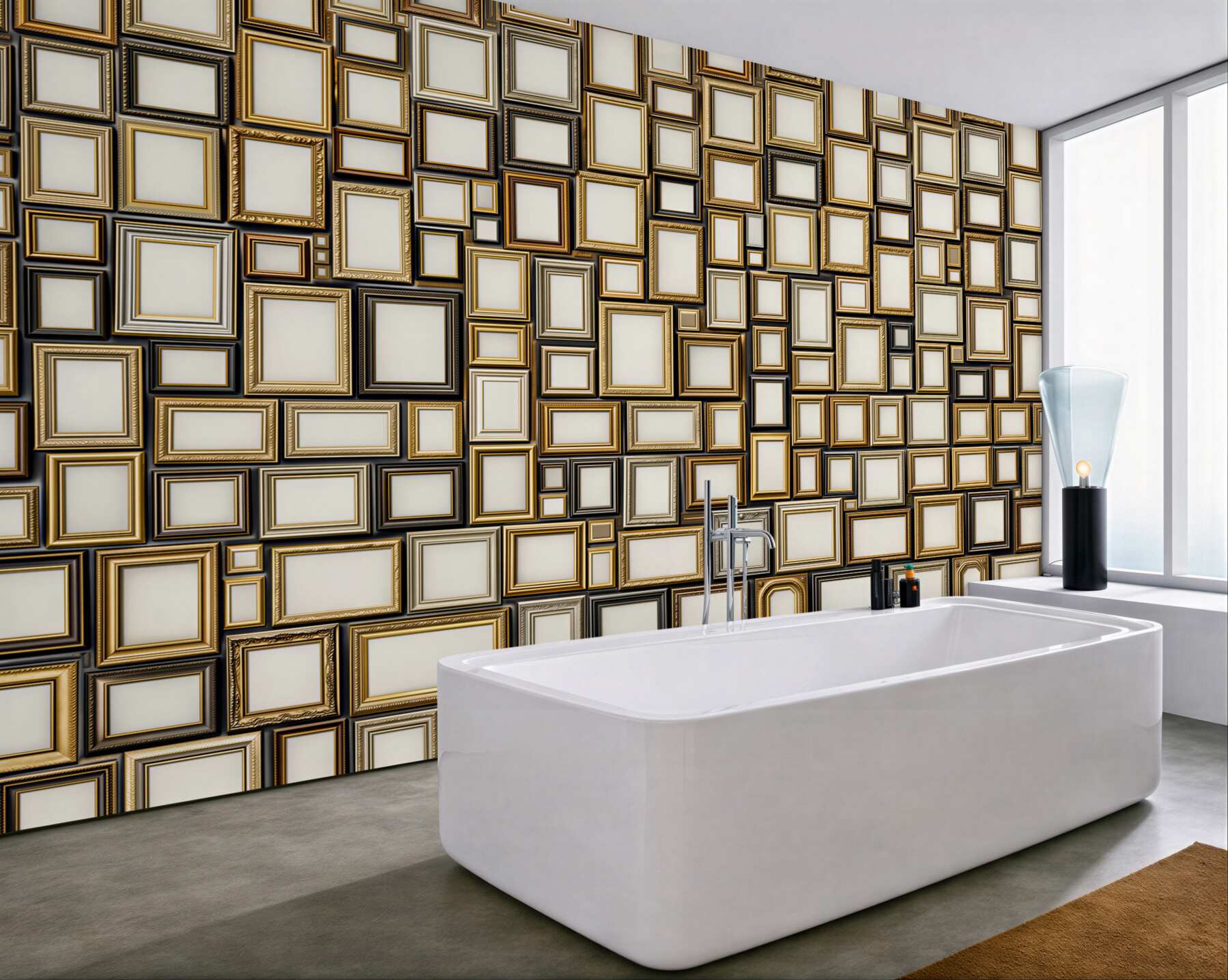 Fototapeta złote ramki geometryczne eleganckie na jasnym tle