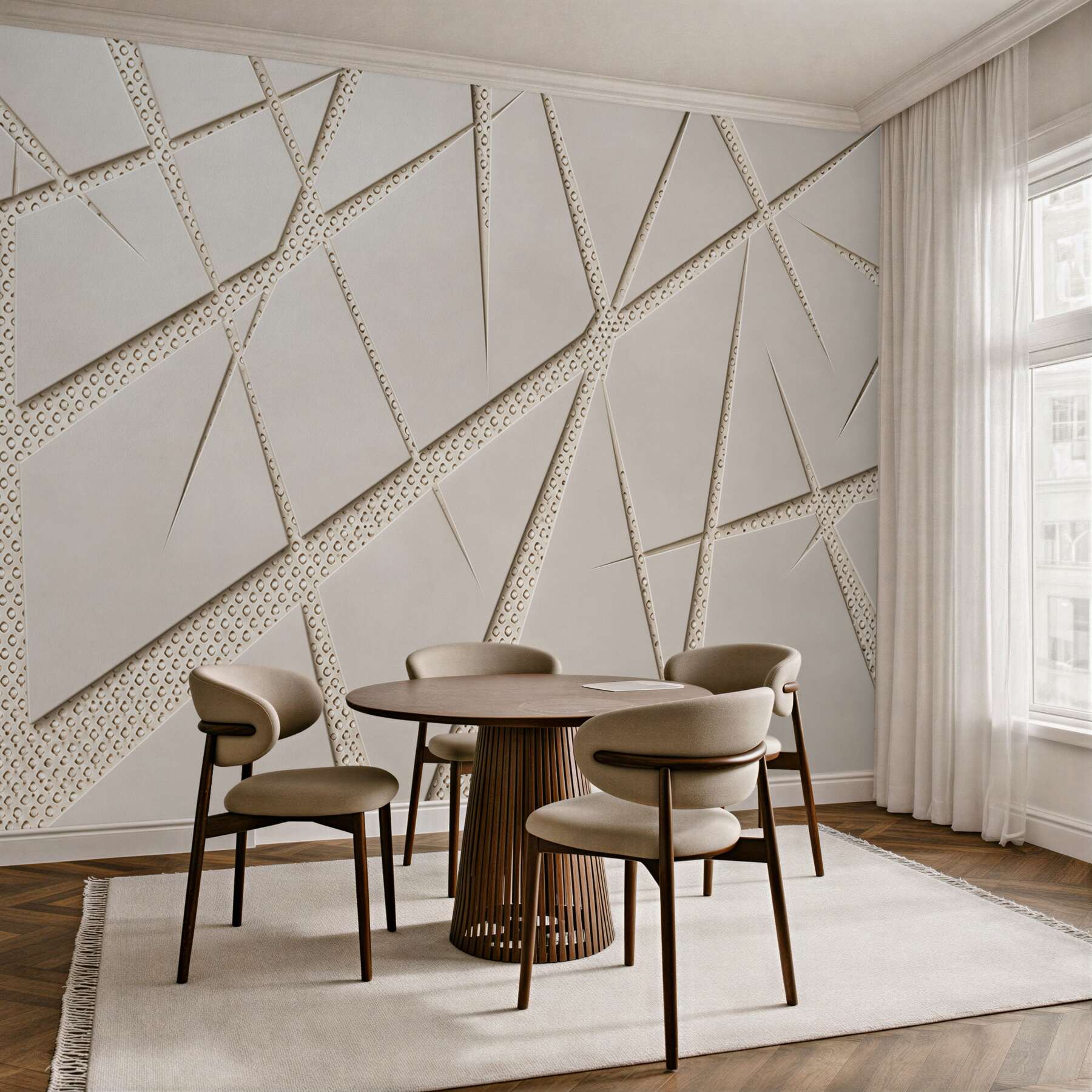 Fototapeta geometryczna beżowa abstrakcja 3D do nowoczesnego wnętrza