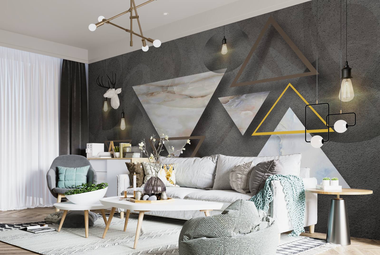 Fototapeta trójkąty wśród żarówek