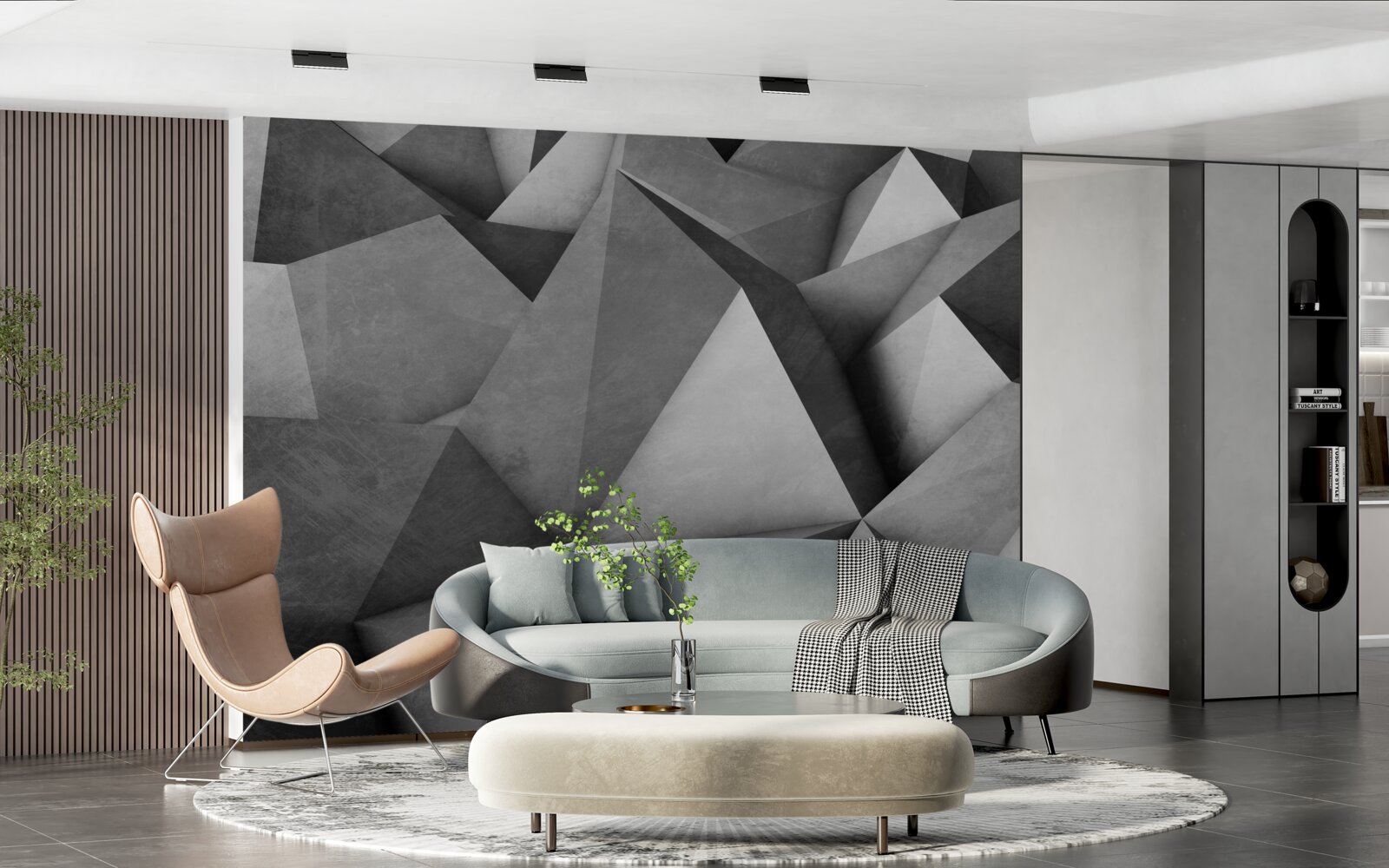 Fototapeta duże, obszerne szare trójkąty