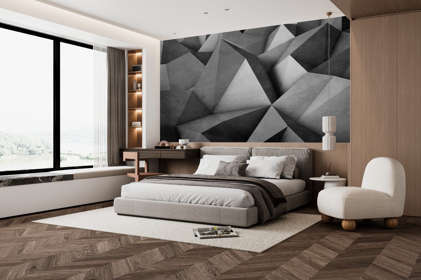 Fototapeta duże, obszerne szare trójkąty