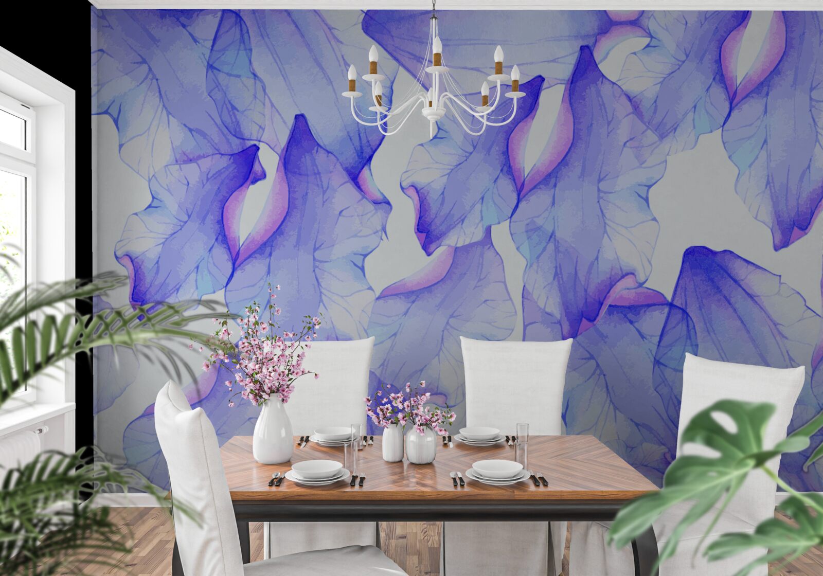 Fototapeta pąki kwiatowe o przezroczystym fioletowym odcieniu