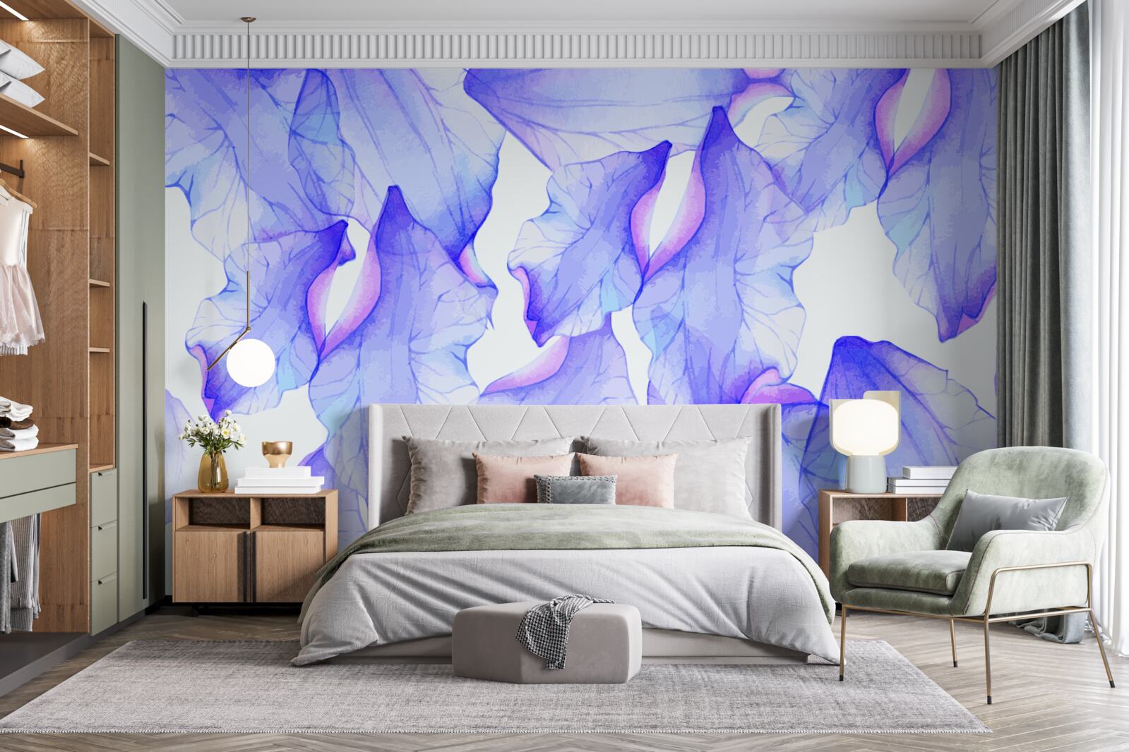 Fototapeta pąki kwiatowe o przezroczystym fioletowym odcieniu