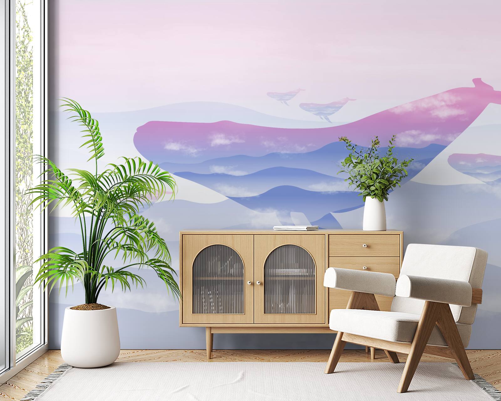 Fototapeta wieloryb szybujący wśród chmur