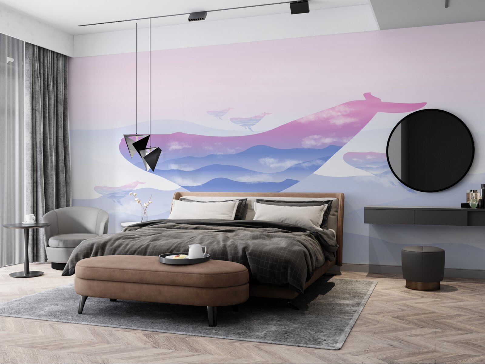 Fototapeta wieloryb szybujący wśród chmur