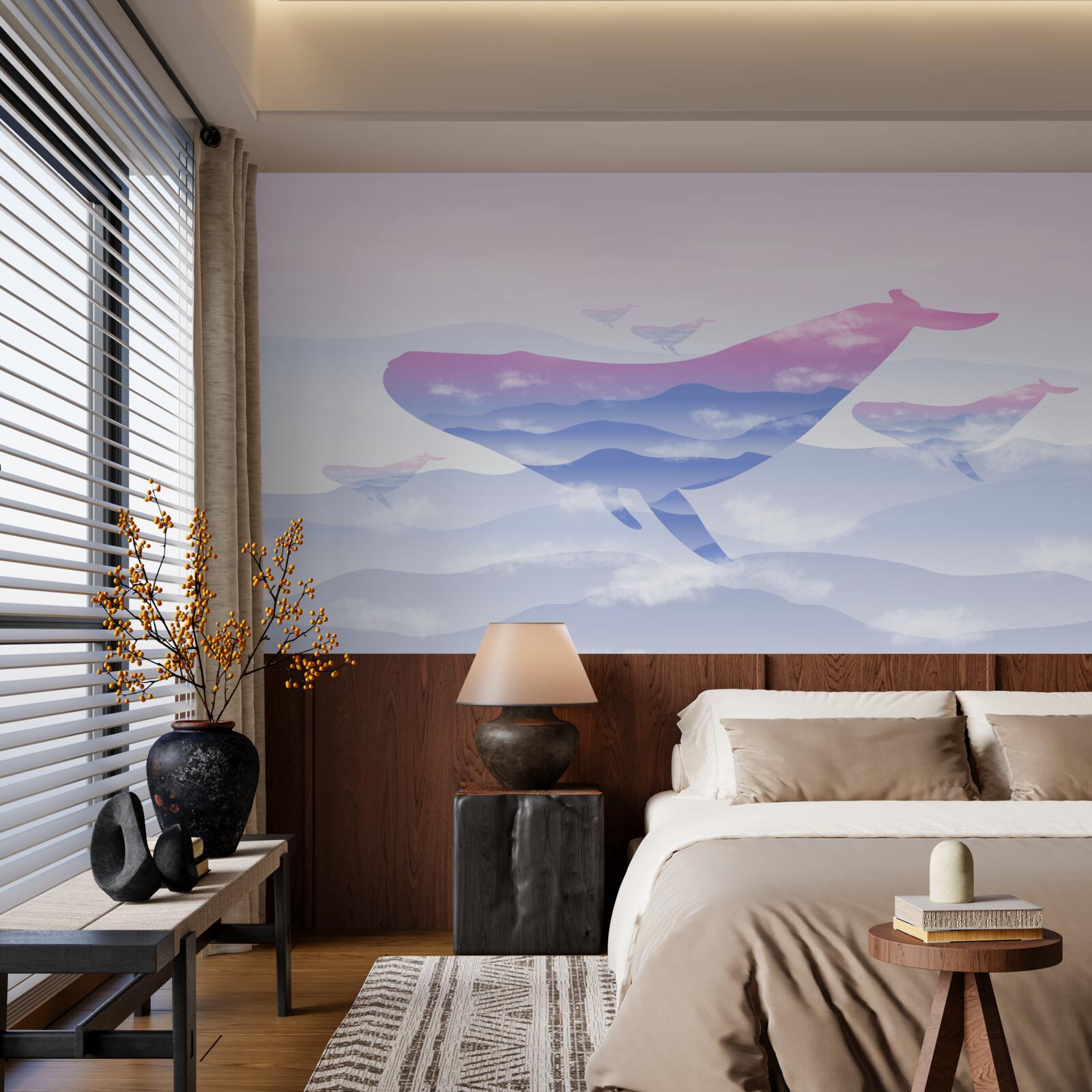 Fototapeta wieloryb szybujący wśród chmur