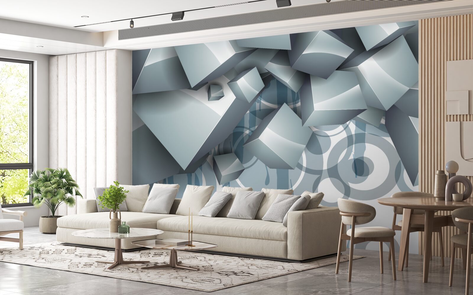 Fototapeta szare kostki o charakterze optycznym