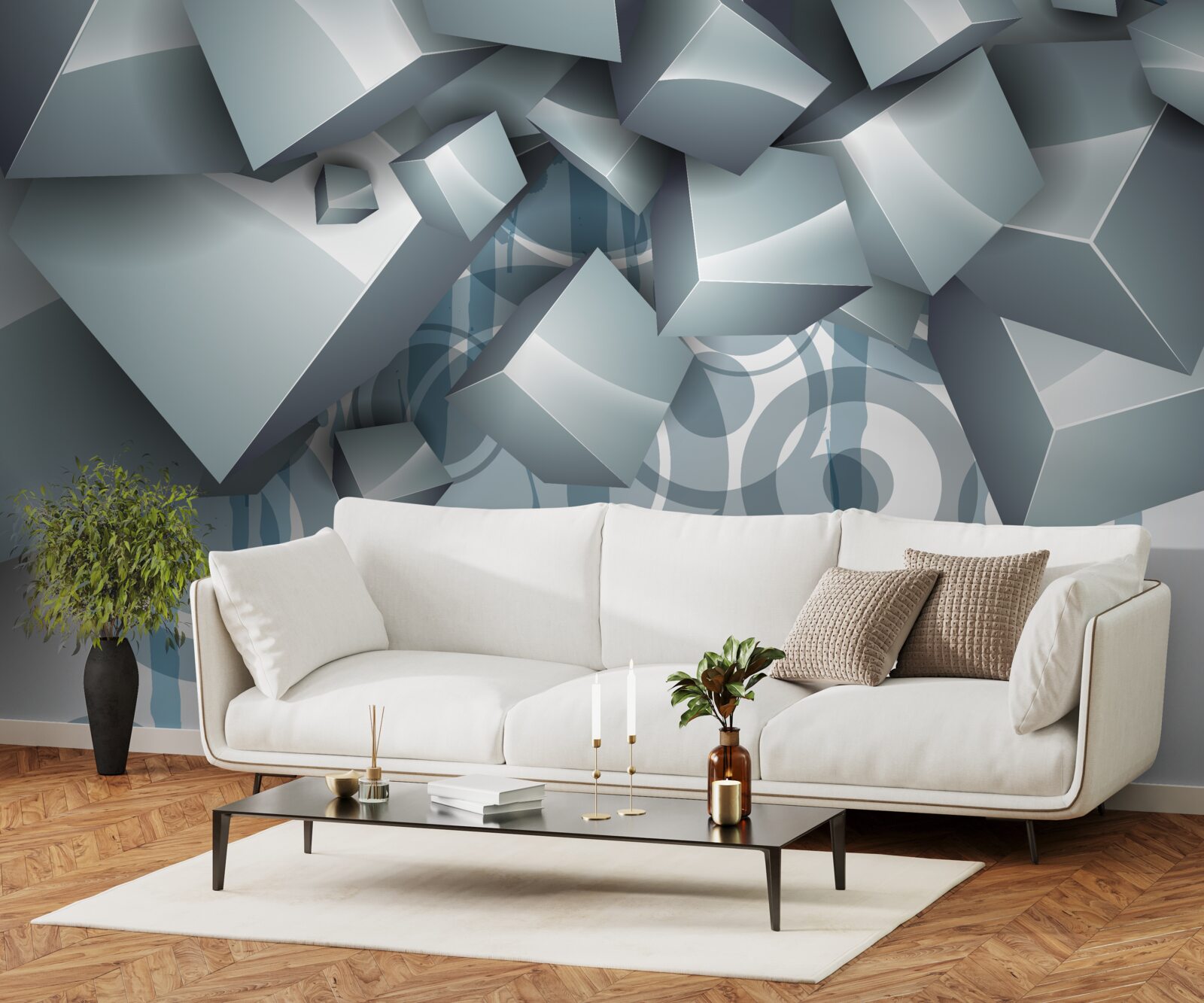 Fototapeta szare kostki o charakterze optycznym