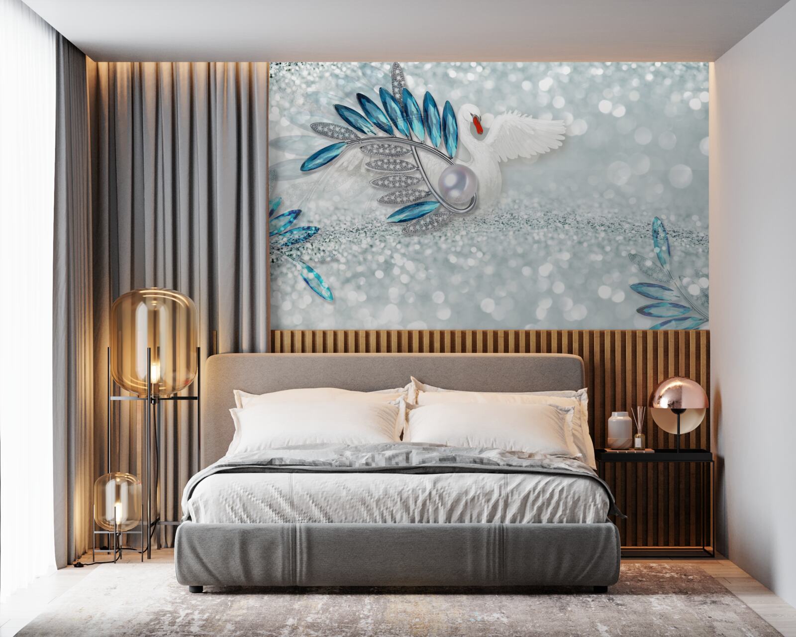 Fototapeta biżuteria z białego łabędzia i masy perłowej