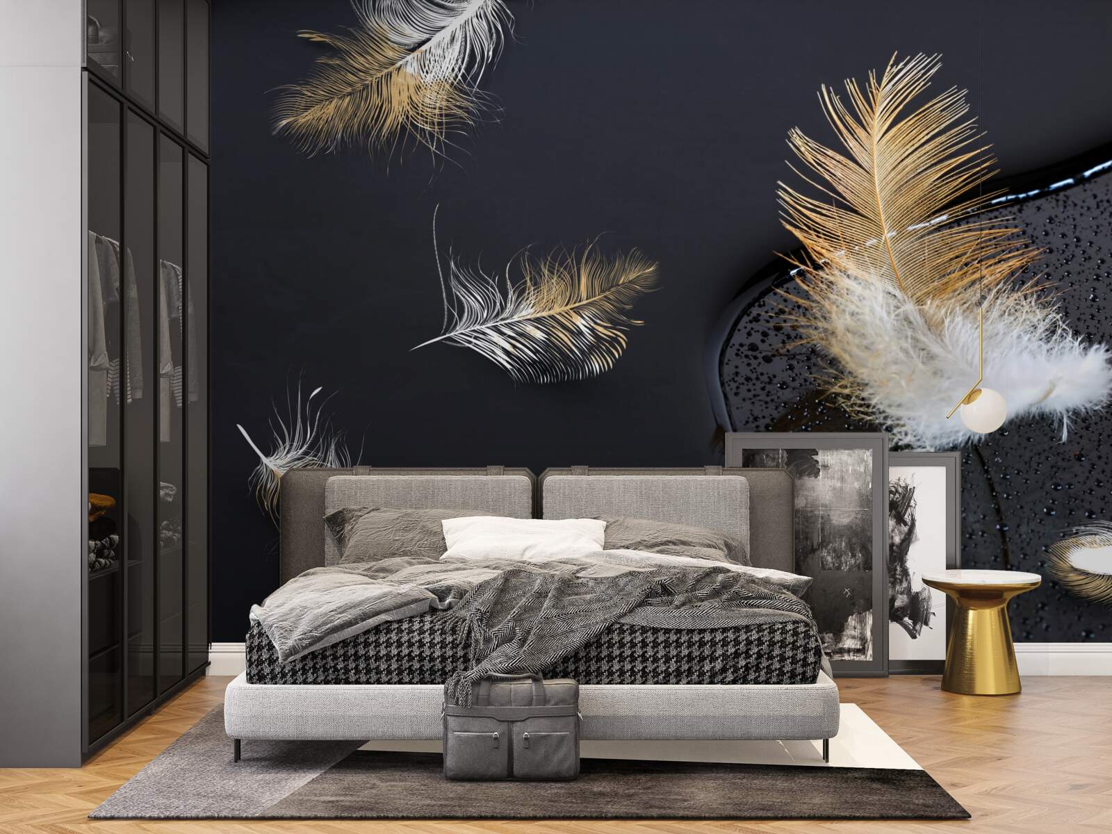 Fototapeta miękki puch w kolorze śnieżnobiałym i złotym