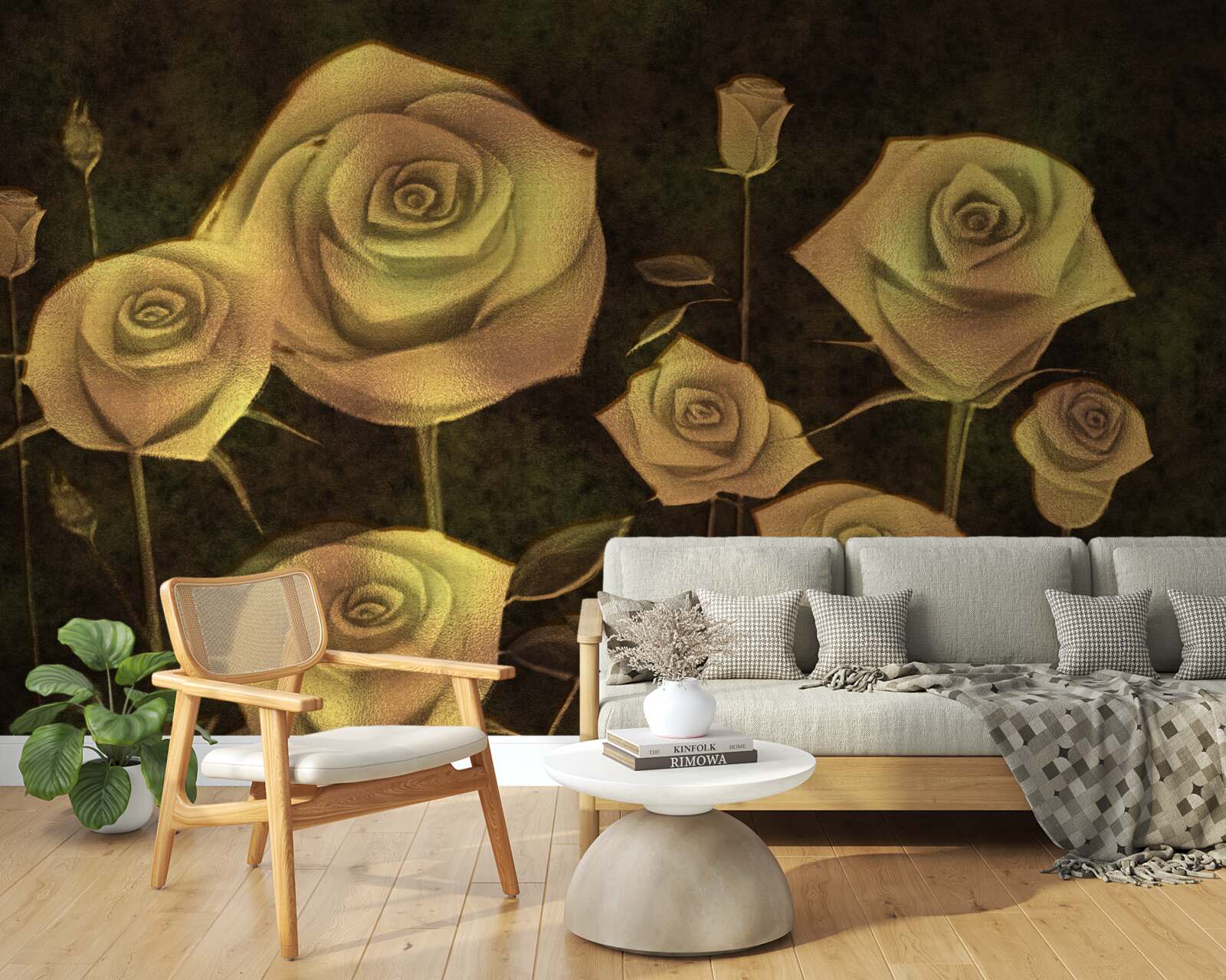 Fototapeta na brązowym tle znajduje się biały pączek róży