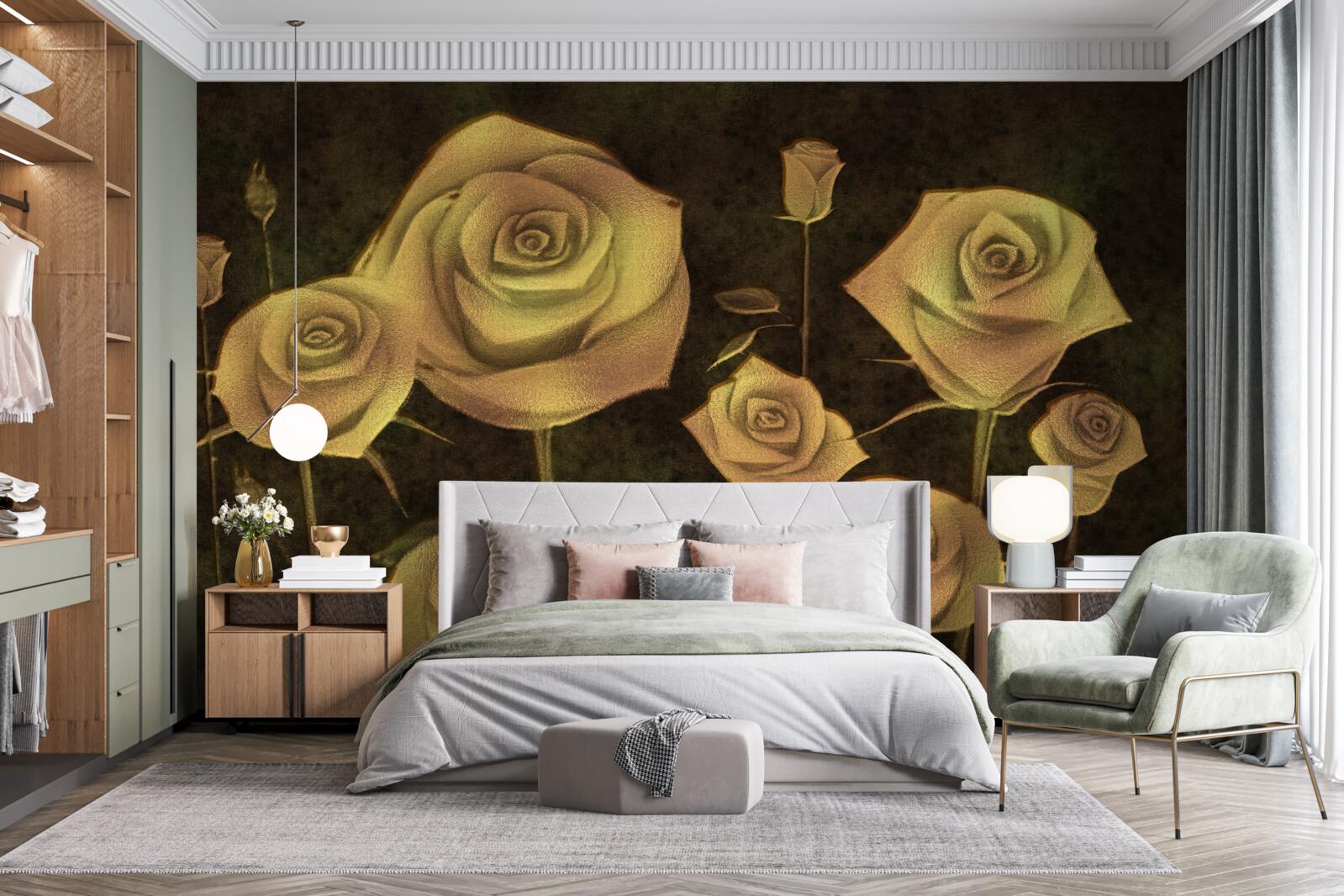 Fototapeta na brązowym tle znajduje się biały pączek róży