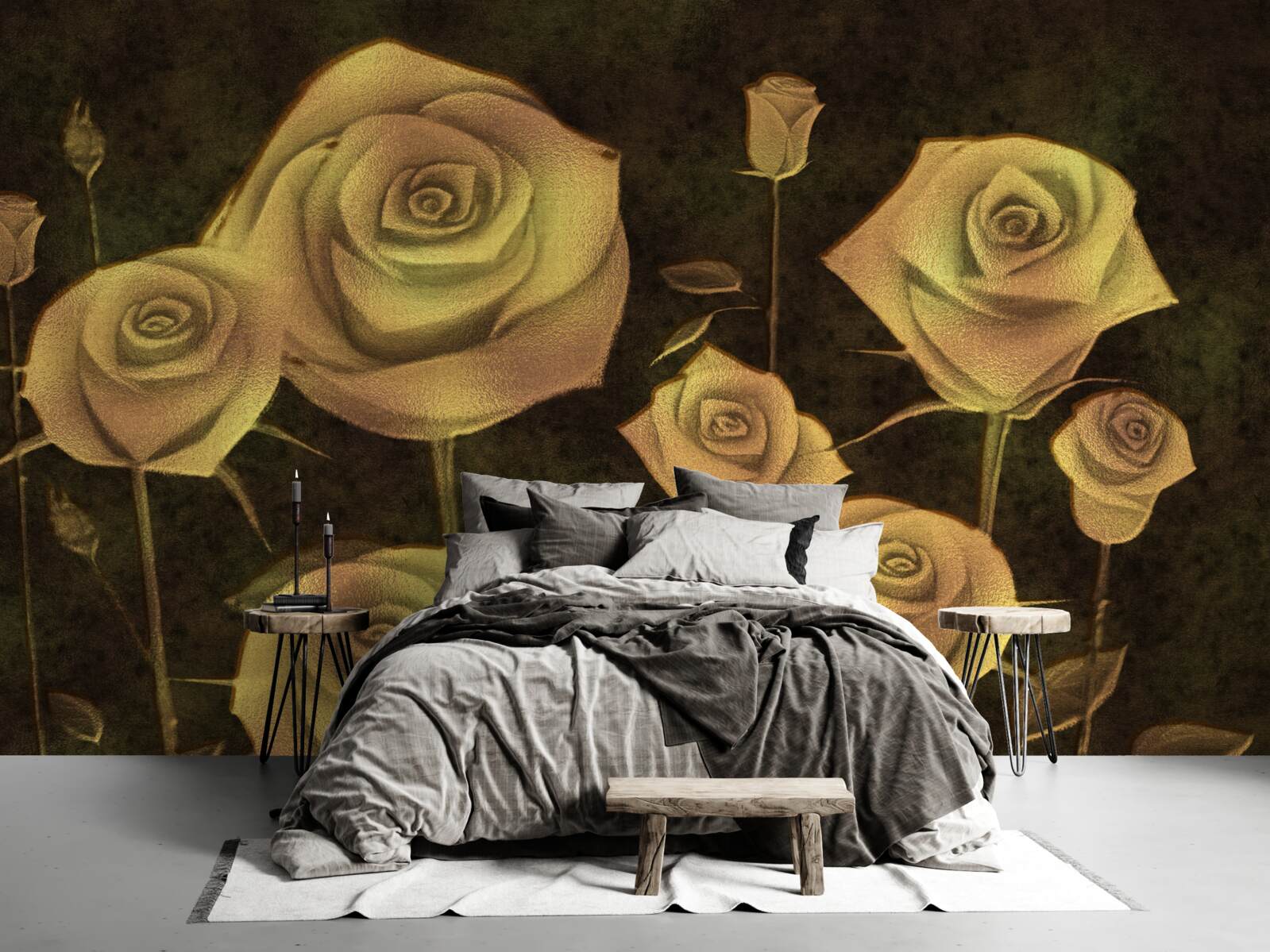 Fototapeta na brązowym tle znajduje się biały pączek róży