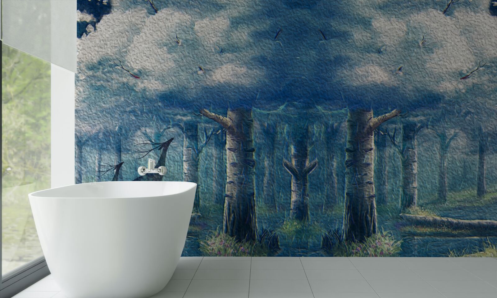 Fototapeta jelenie spacerują po zimnym lesie