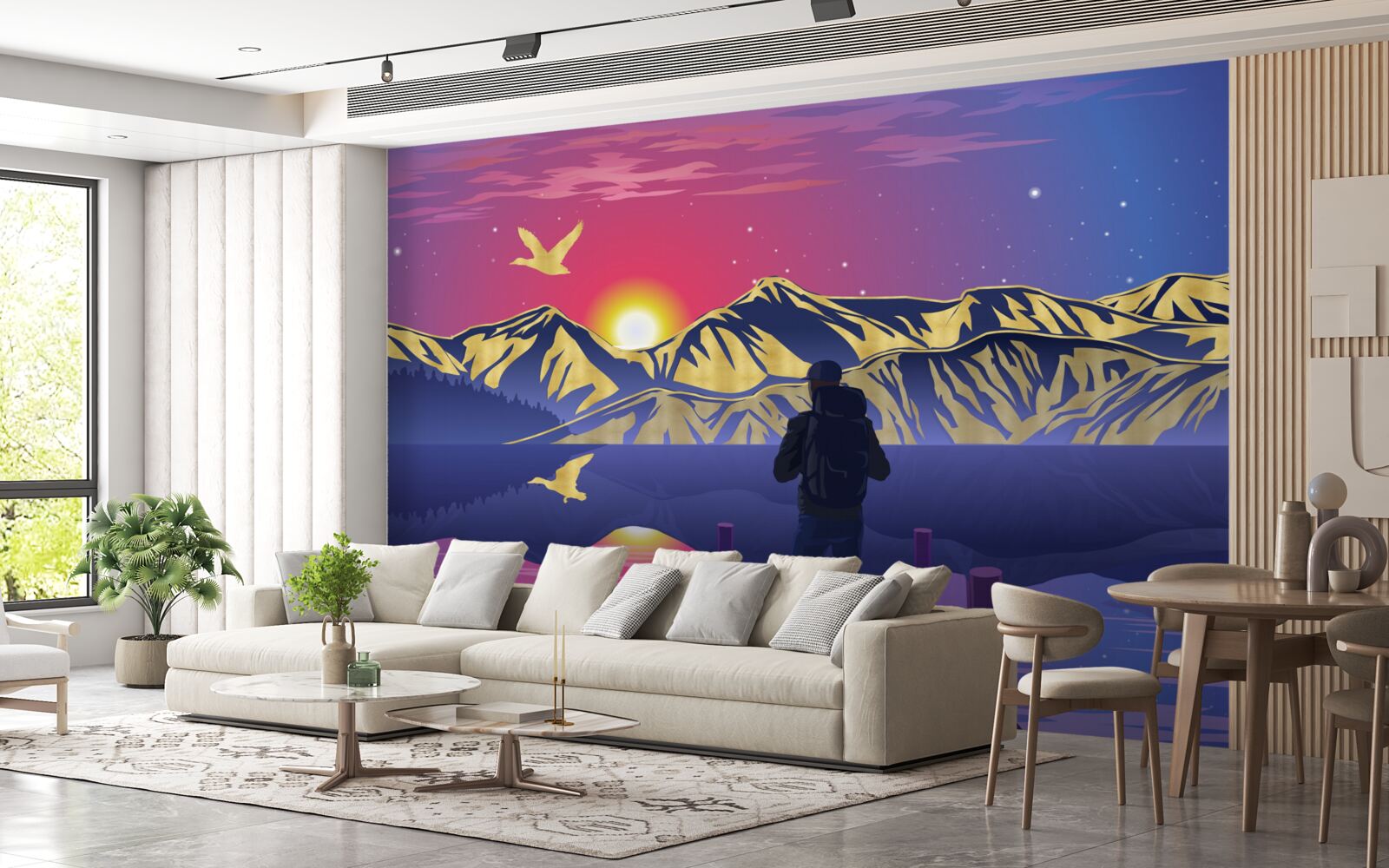 Fototapeta na moście turysta spotyka świt