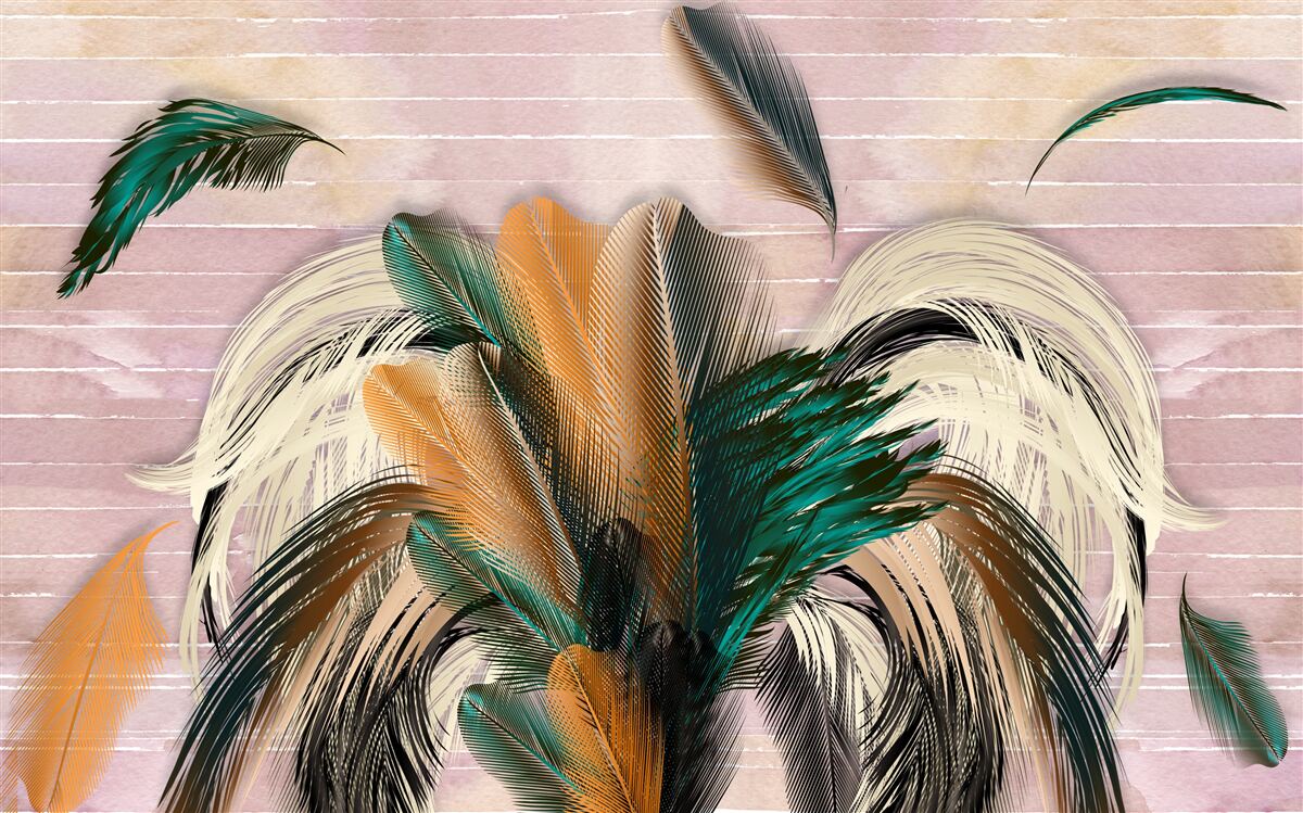 Fototapeta kolekcja piór w bukiecie