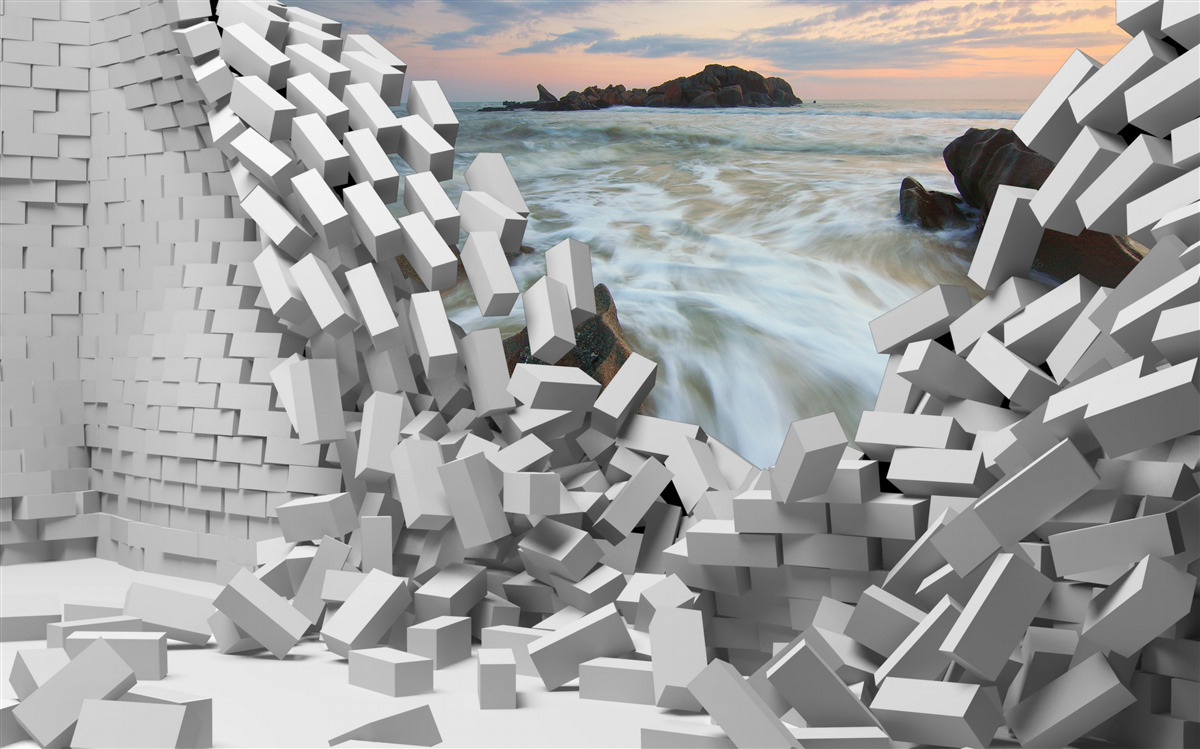 Fototapeta abstrakcyjna ściana jest zniszczona przez fale