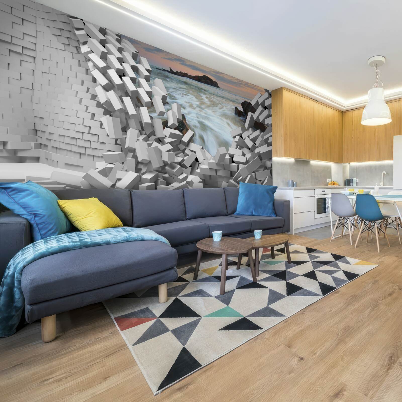 Fototapeta abstrakcyjna ściana jest zniszczona przez fale