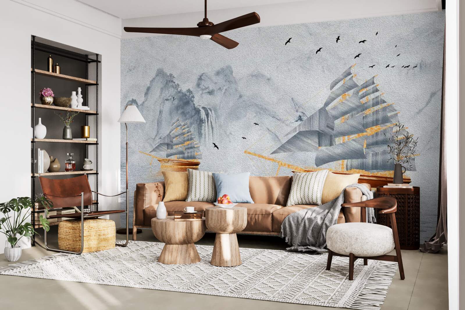 Fototapeta z portu wypływa malowniczy statek na żaglach